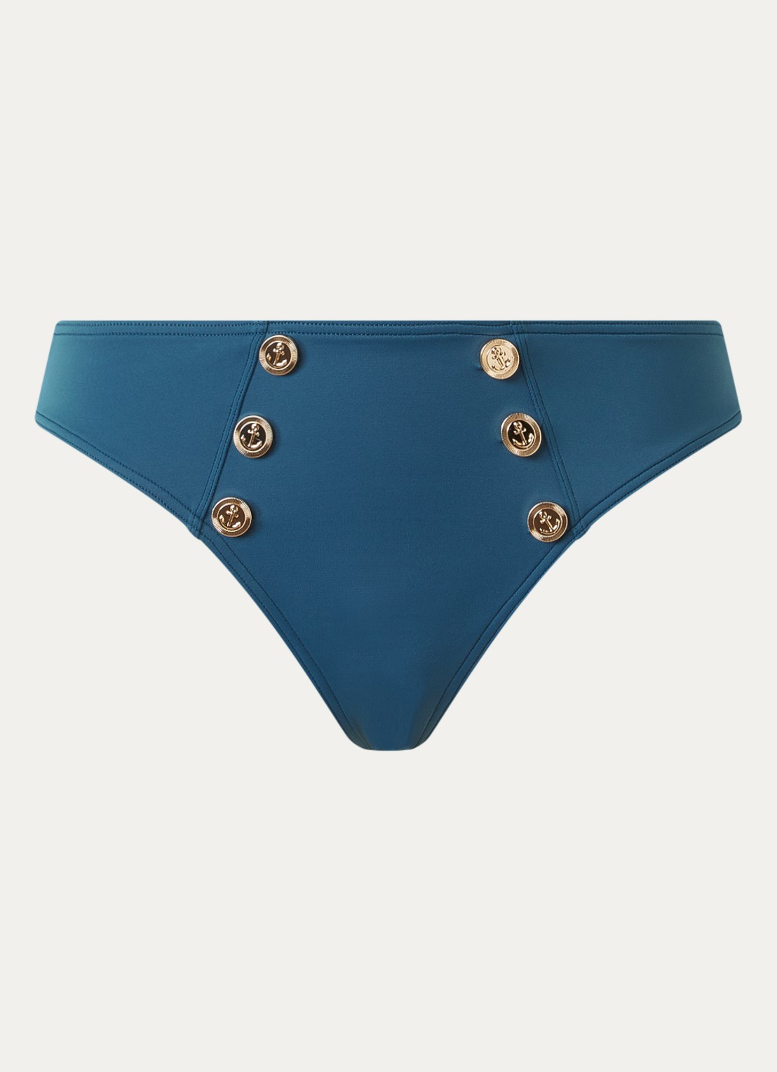 Marlies Dekkers High waisted bikinislip met knoopdetail  - voorkant petrol
