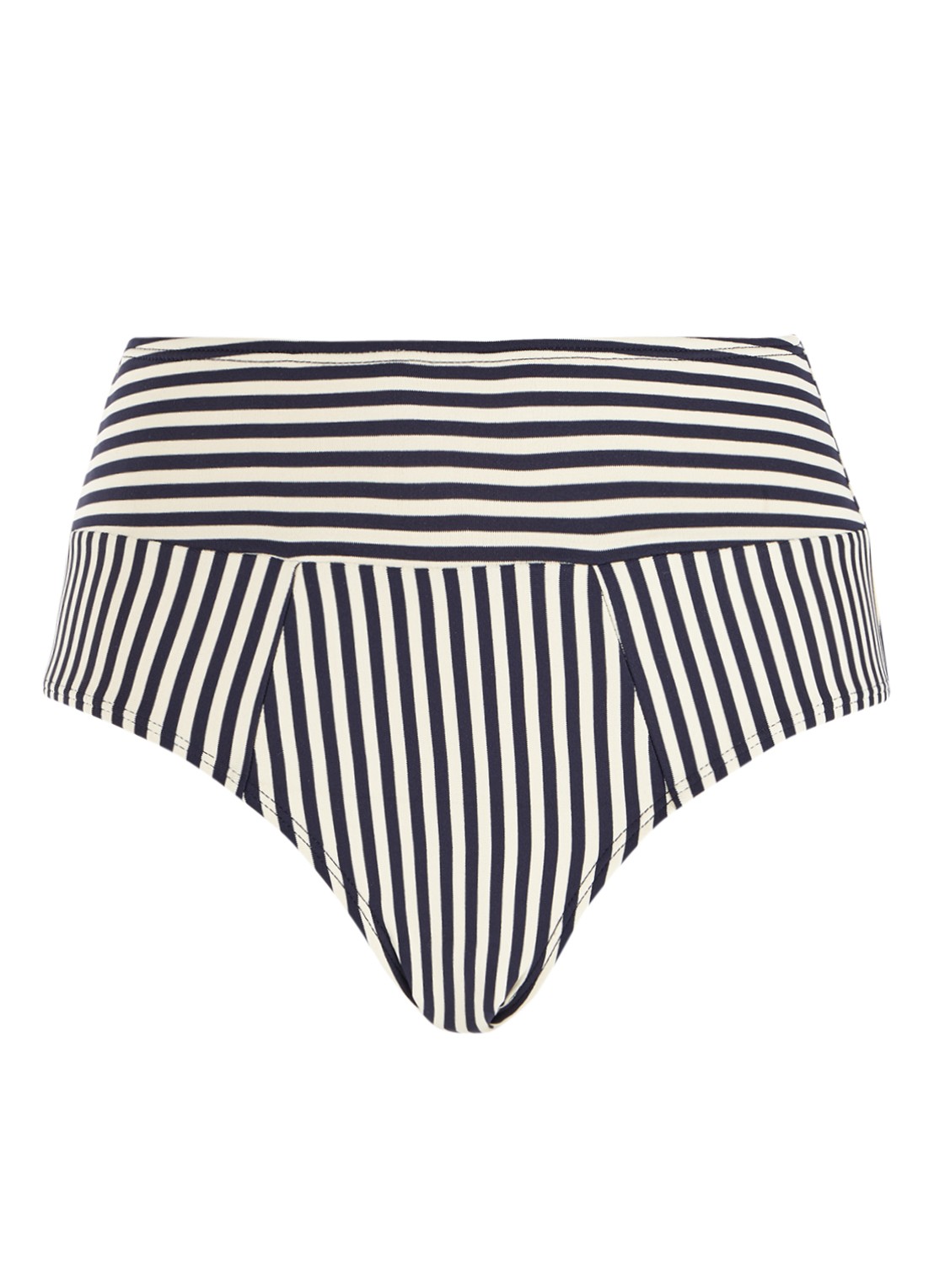 Marlies Dekkers Holi Vintage high waist bikinislip met streepdessin - voorkant 3 donkerblauw