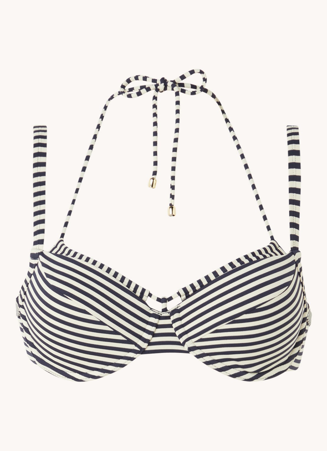 Marlies Dekkers Holi Vintage push-up balconette bikinitop met streepprint - voorkant lichtblauw