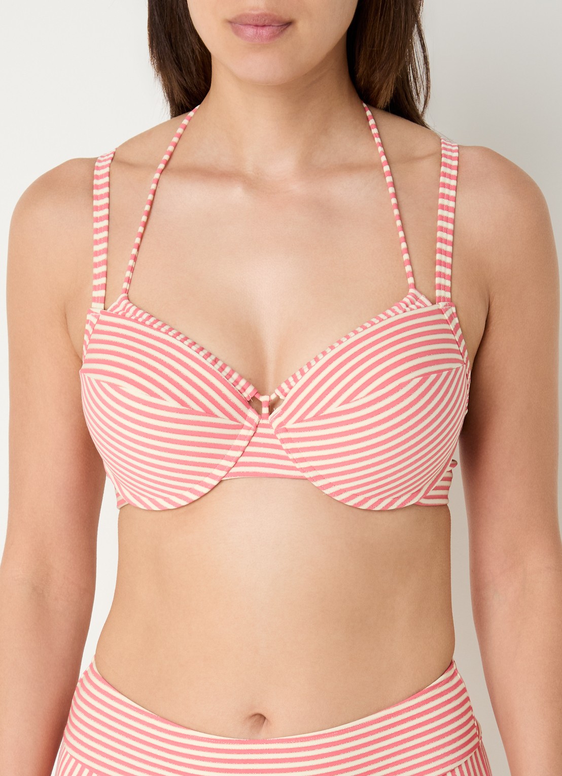 Marlies Dekkers Holi Vintage push-up bikinitop met streepprint - detail 4 roze