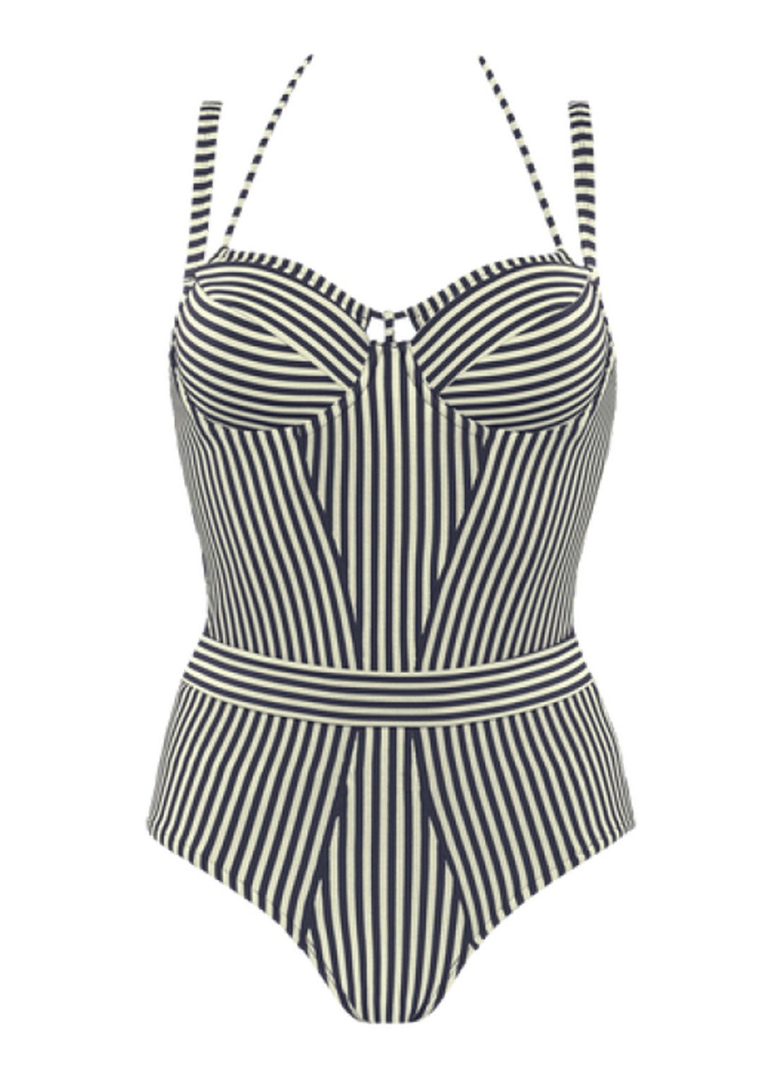 Marlies Dekkers Holi Vintage voorgevormd badpak met beugelondersteuning - voorkant 3 donkerblauw