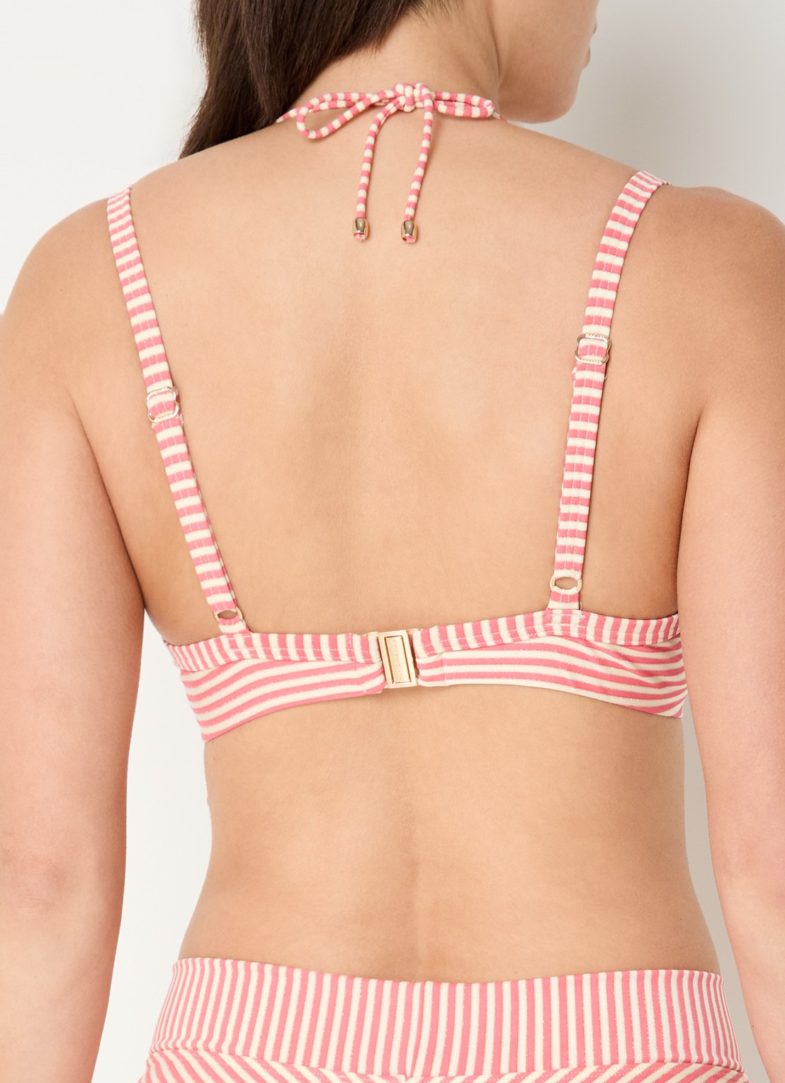 Marlies Dekkers Holi Vintage voorgevormde balconette bikinitop met lurex - achterkant 3 koraalroze