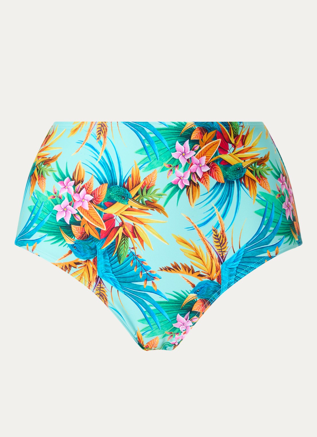 Marlies Dekkers Hula Haka high waisted bikinislip met print - voorkant 4 lichtblauw