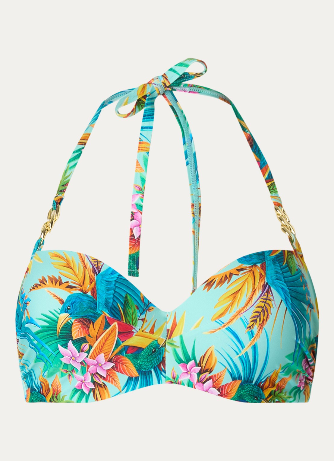 Marlies Dekkers Hula Haka voorgevormde balconette bikinitop met bloemenprint - voorkant 2 aquablauw