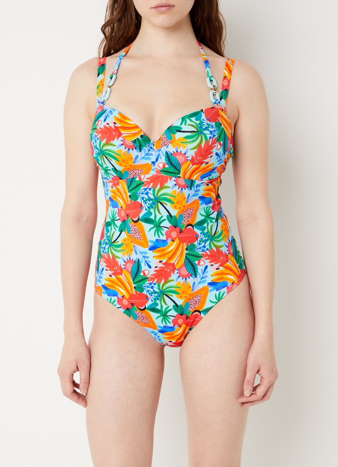 Marlies Dekkers Paradisa badpak met voorgevormde cups en beugelondersteuning - voorkant 3 lichtblauw