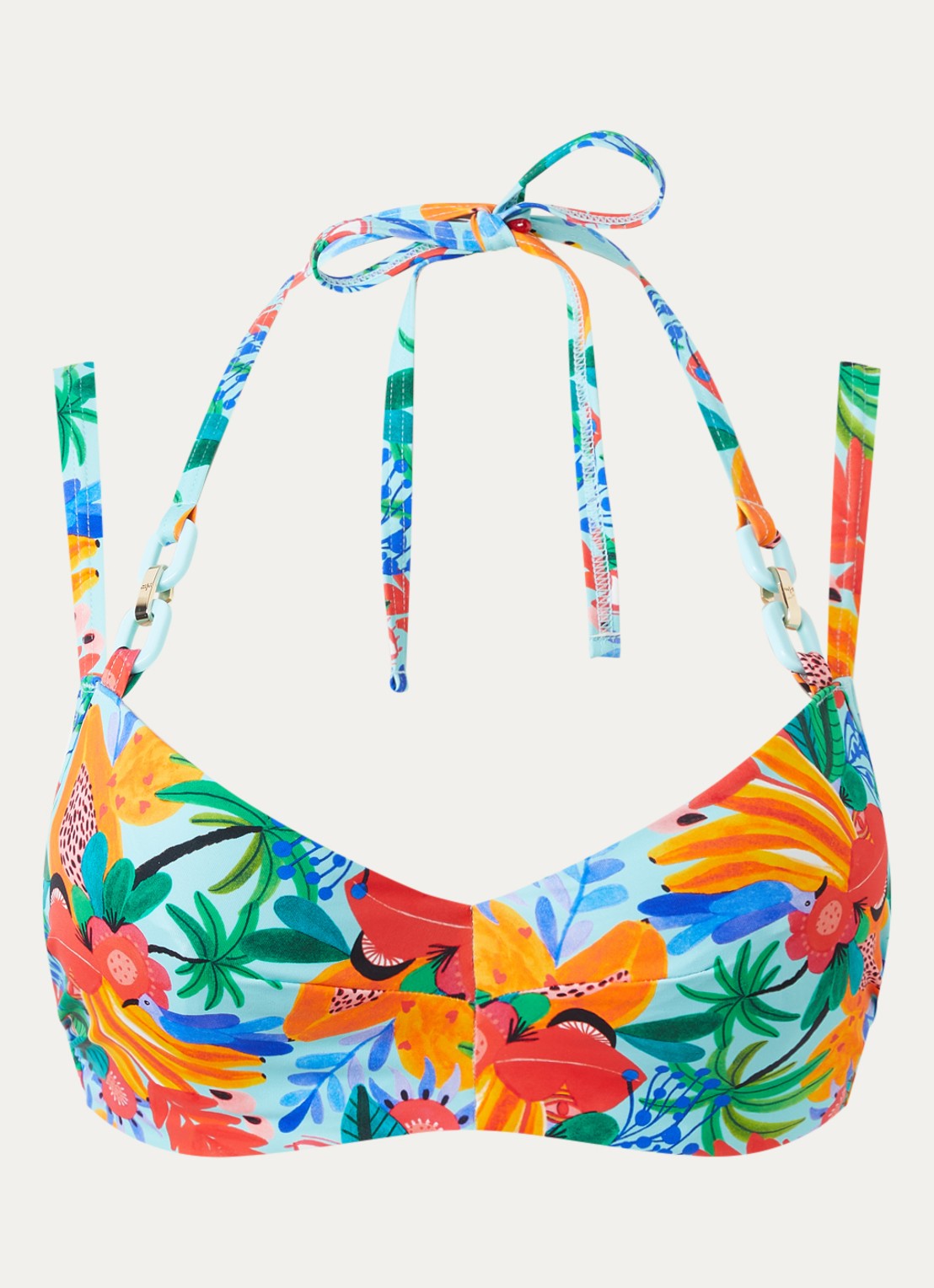 Marlies Dekkers Paradisa halter bikinitop met kralendecoratie - voorkant 3 lichtblauw