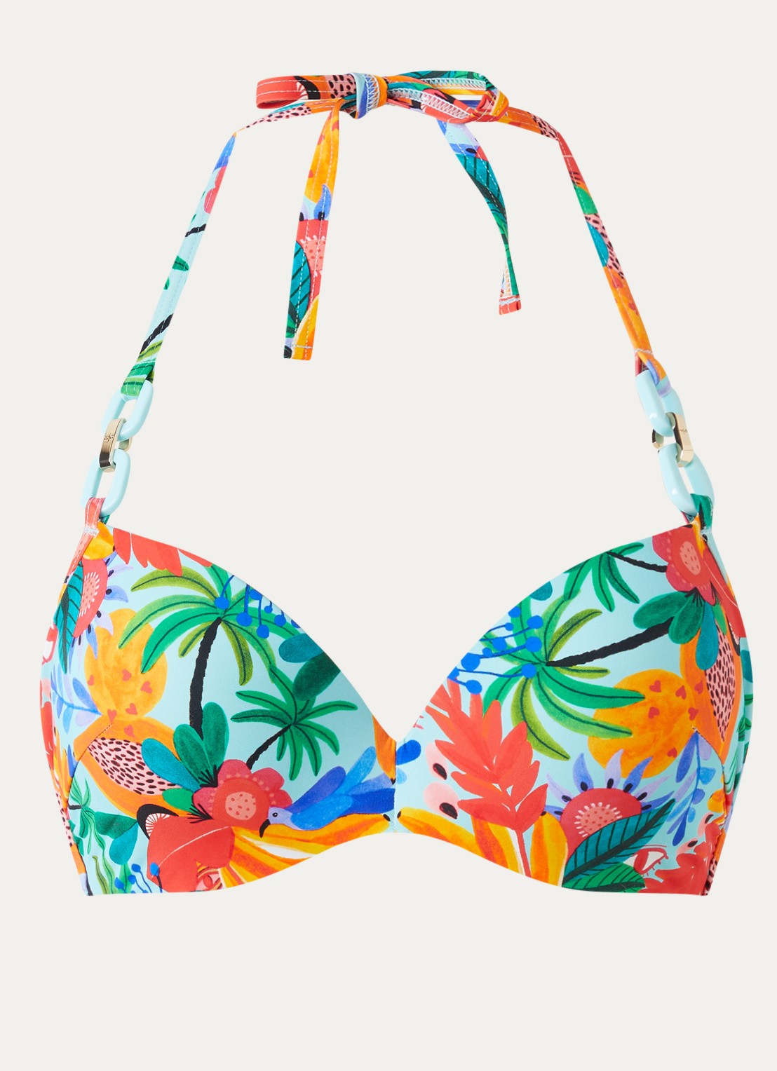 Marlies Dekkers Paradisa push-up bikinitop met kralendecoratie - voorkant 3 lichtblauw