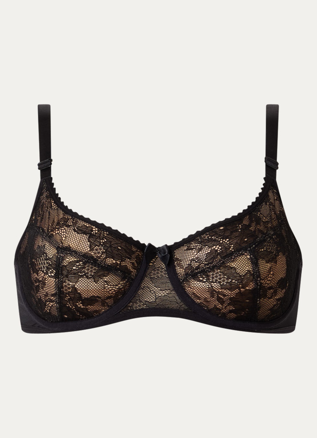 Marlies Dekkers Peekaboo balconette bh met overlay van kant - voorkant 2 zwart