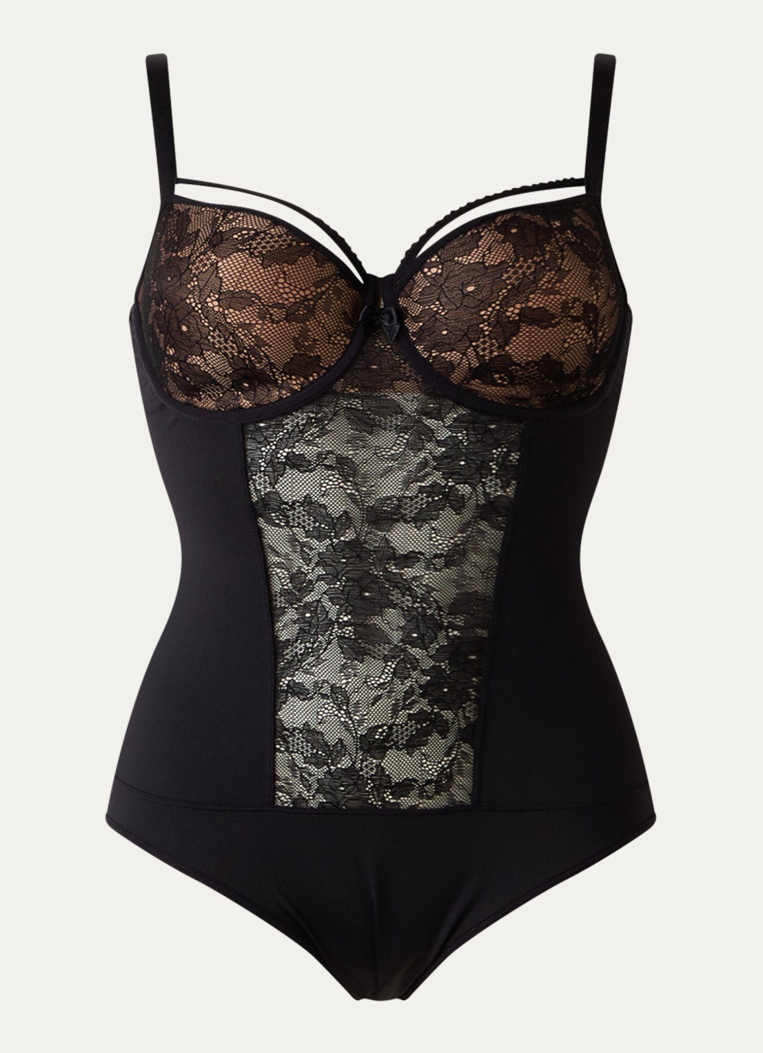 Marlies Dekkers Peekaboo body van kant met beugel - voorkant 3 zwart