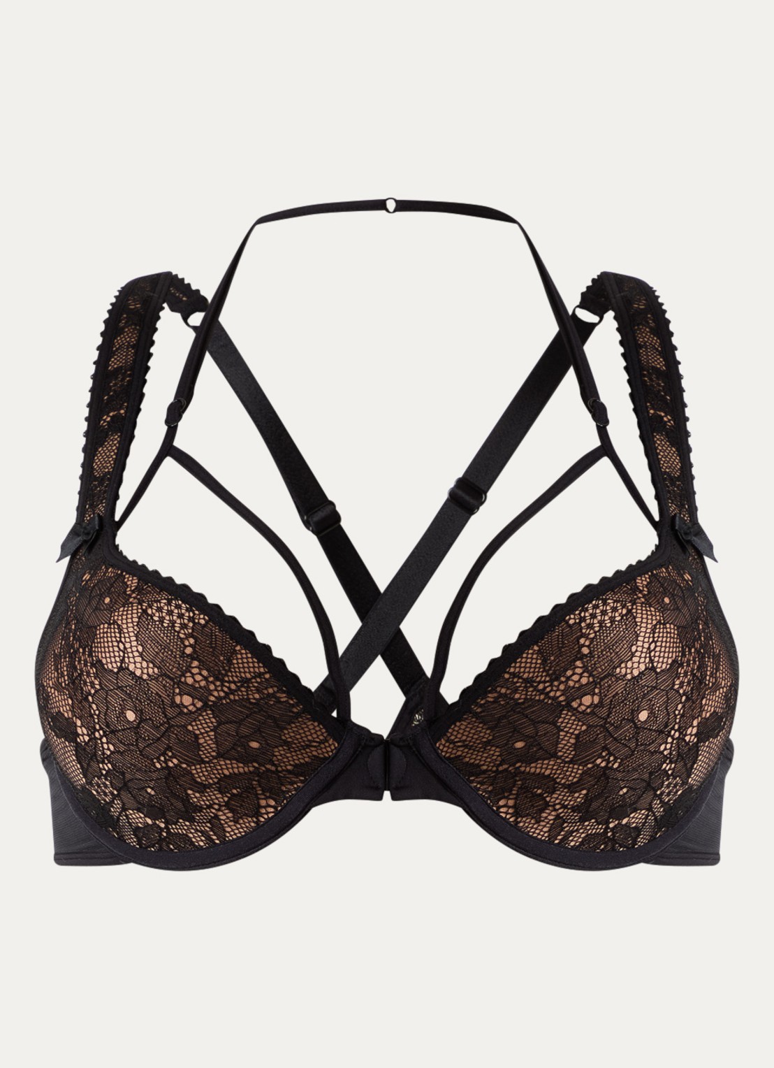 Marlies Dekkers Peekaboo push-up bh van kant - voorkant 2 zwart