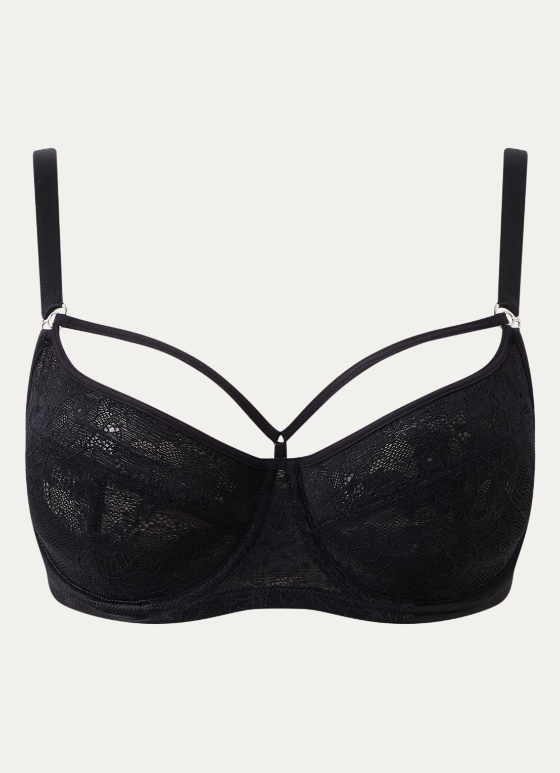 Marlies Dekkers Space Odyssey balconette bh met overlay van kant - voorkant zwart