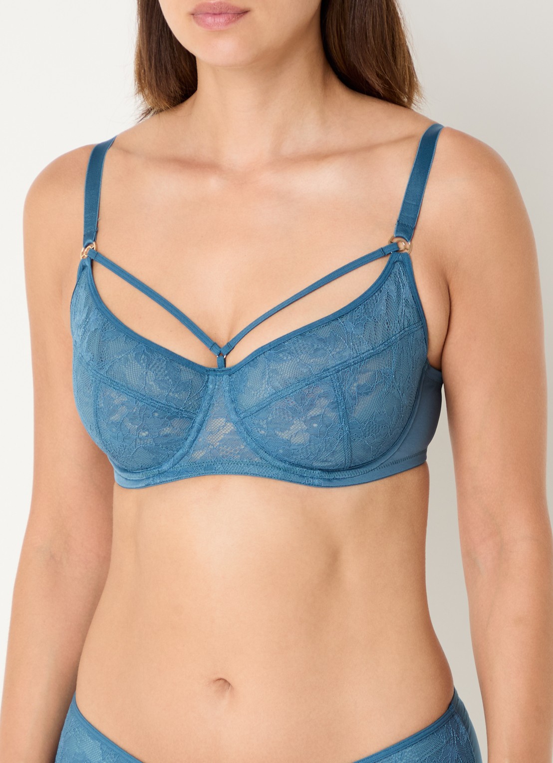 Marlies Dekkers Space Odyssey balconette bh van kant - detail 2 staalblauw