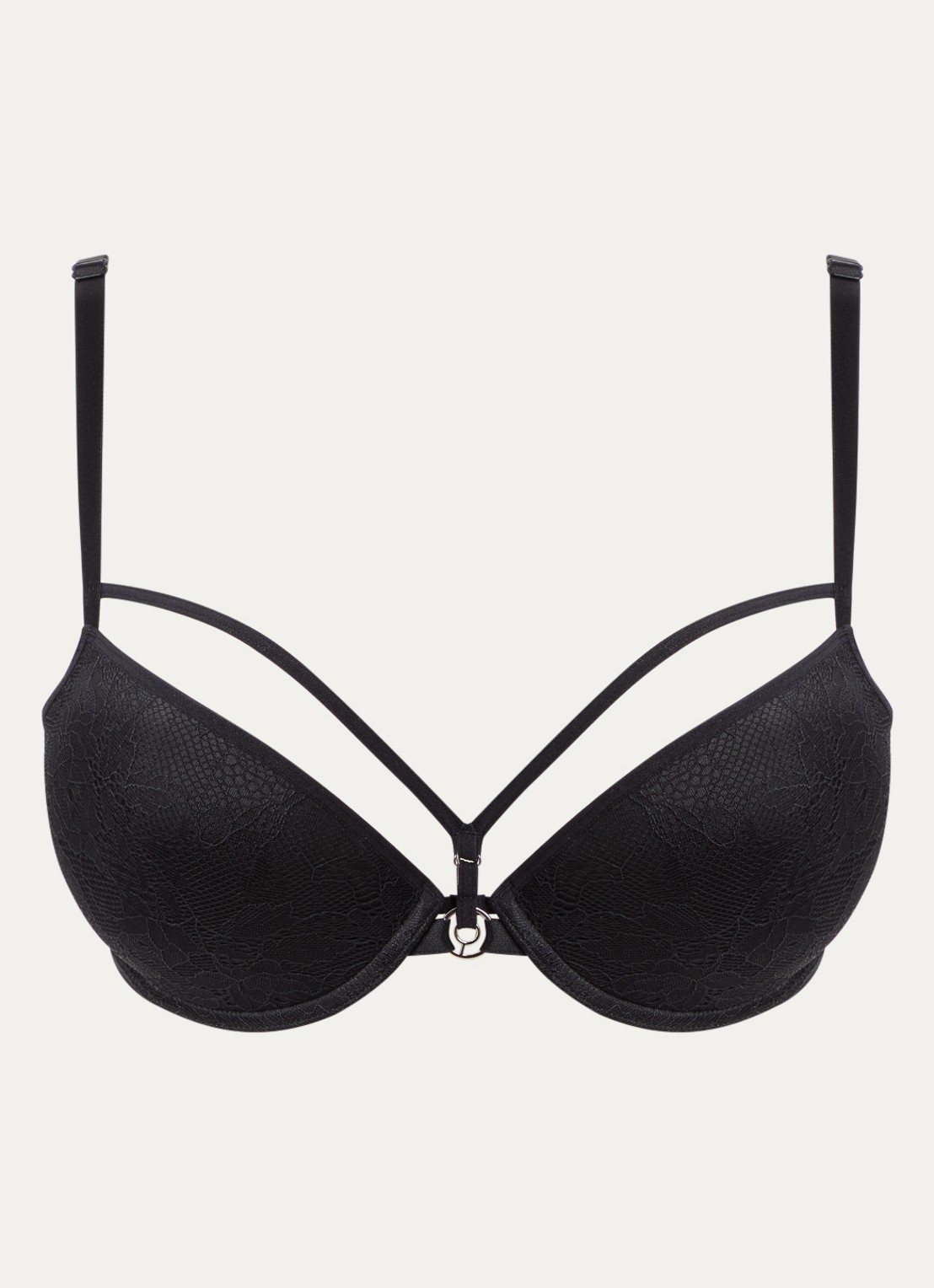 Marlies Dekkers Space Odyssey push up bh met overlay van kant - voorkant zwart