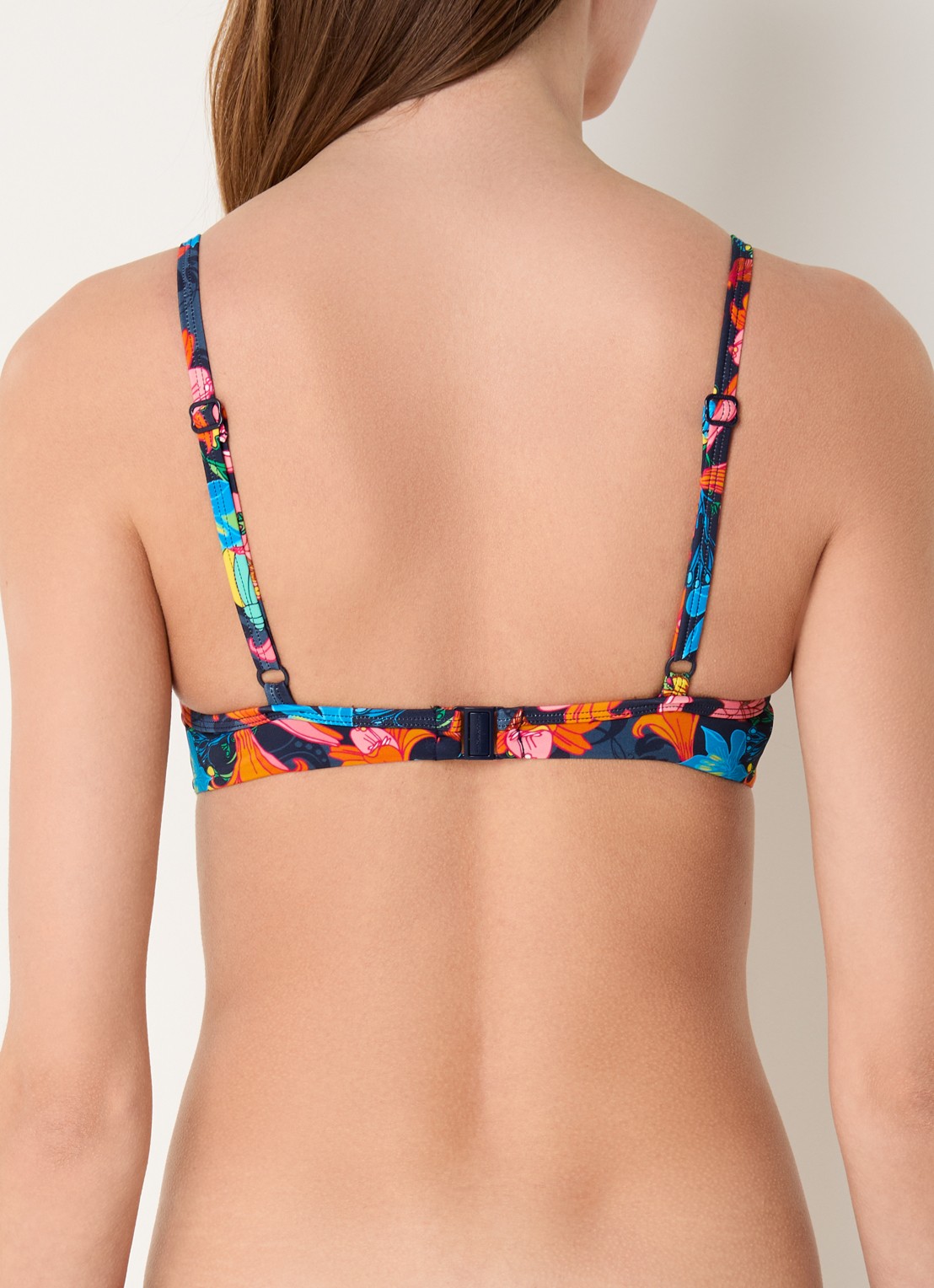 Marlies Dekkers Thalassa voorgevormde balconette bikinitop met bloemenprint - achterkant 5 donkerblauw