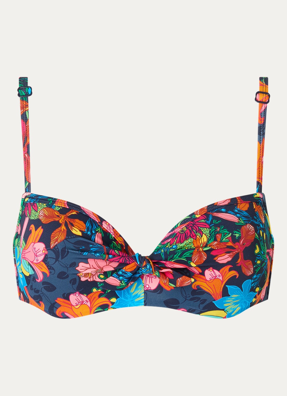 Marlies Dekkers Thalassa voorgevormde balconette bikinitop met bloemenprint - voorkant donkerblauw