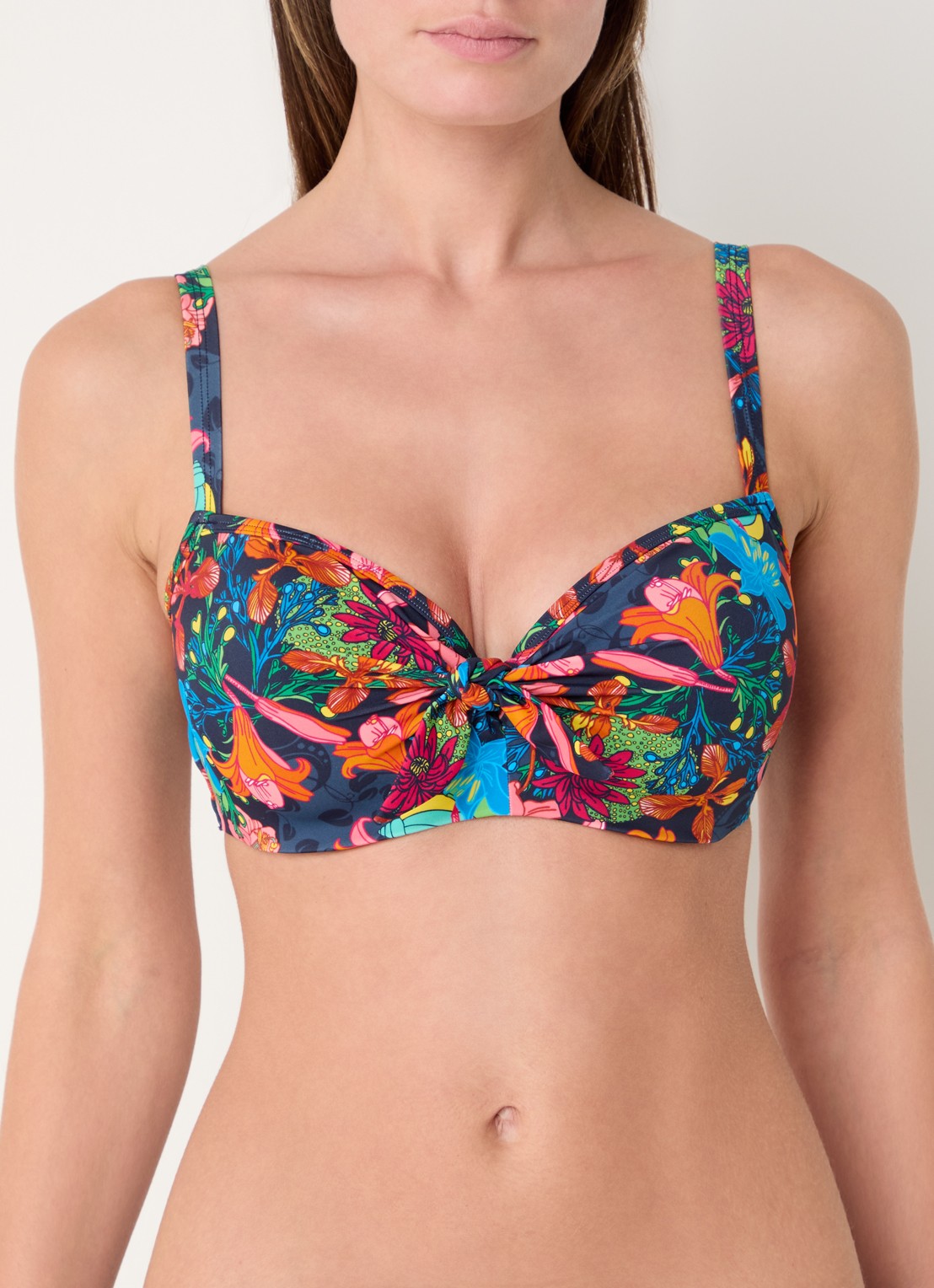 Marlies Dekkers Thalassa voorgevormde balconette bikinitop met bloemenprint - detail 2 donkerblauw