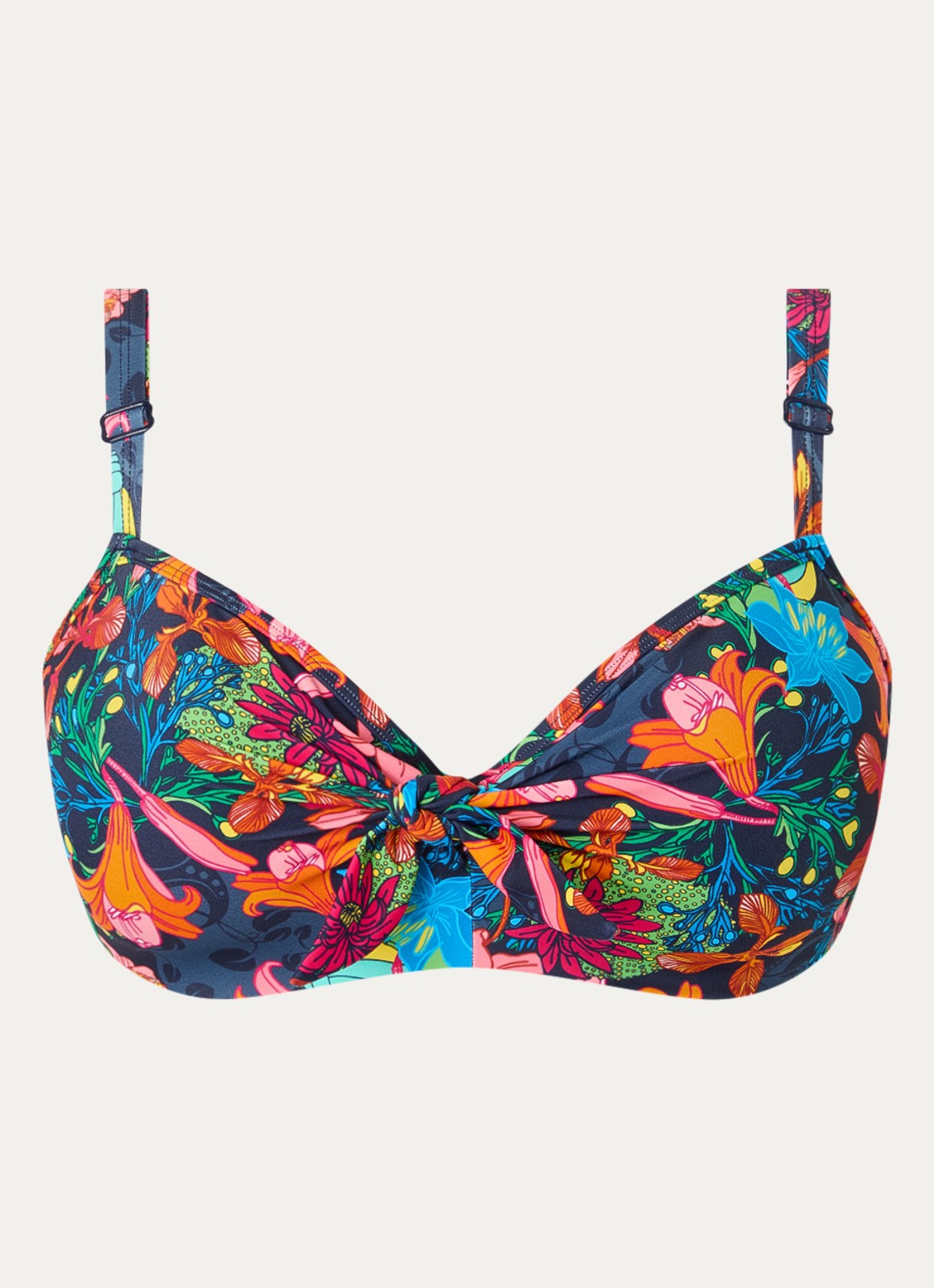 Marlies Dekkers Thalassa voorgevormde balconette bikinitop met bloemenprint - voorkant 4 donkerblauw
