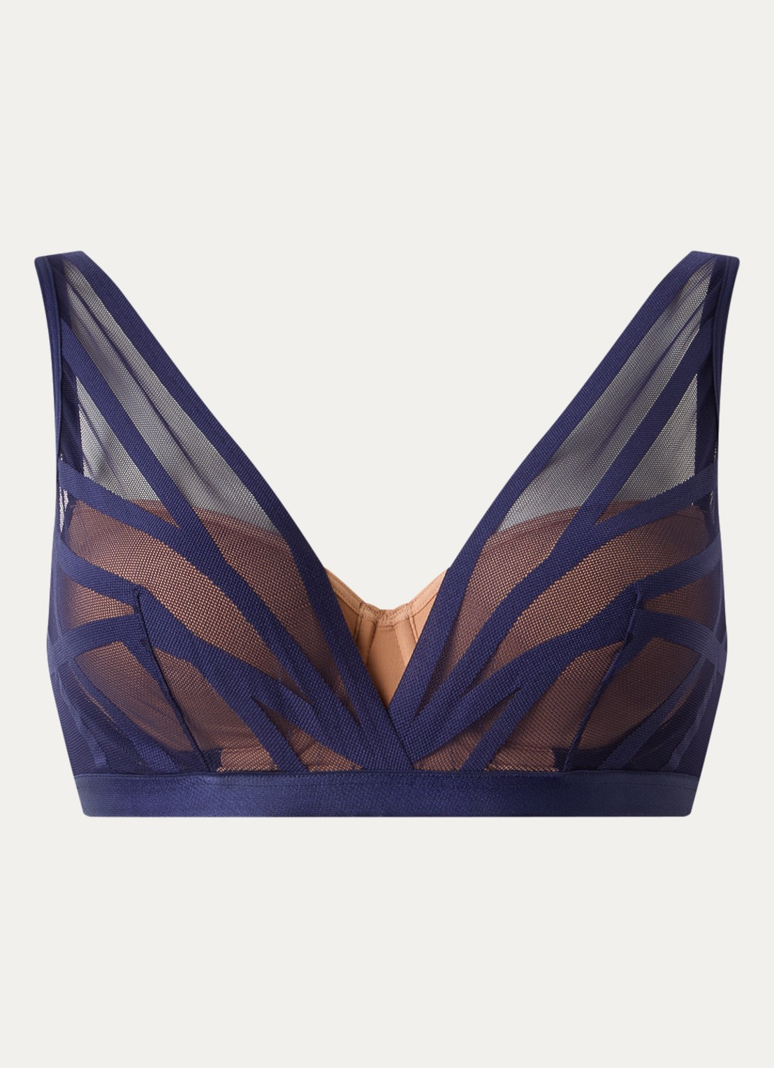 Marlies Dekkers the illusionist balconette bh met overlay van mesh - voorkant donkerblauw