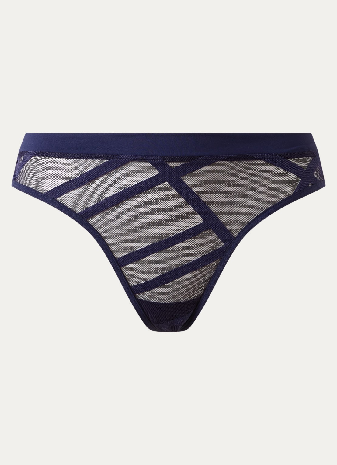 Marlies Dekkers The Illusionist tanga van mesh - voorkant donkerblauw