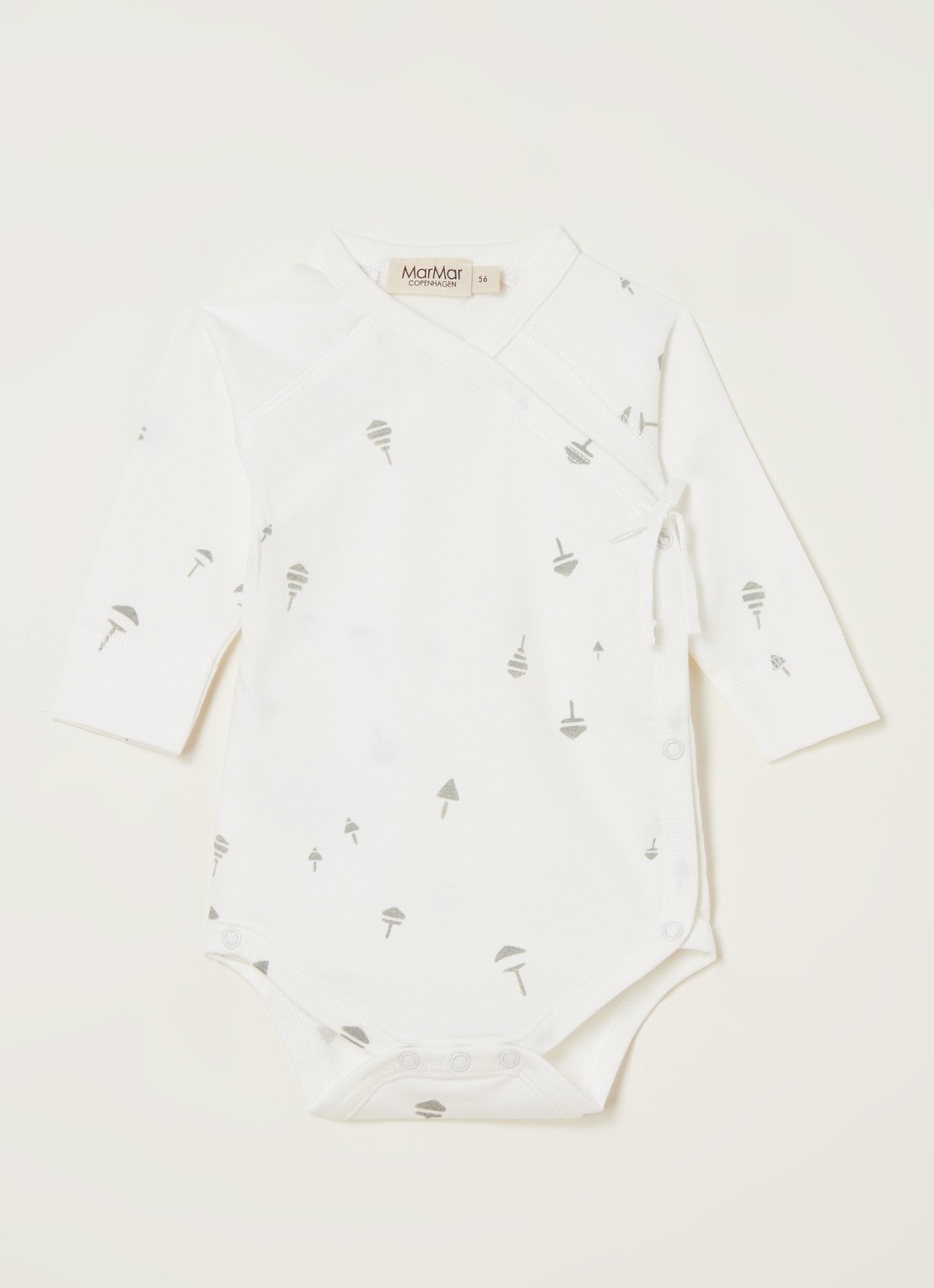 MarMar COPENHAGEN Belita romper met overslag en print - voorkant gebroken wit