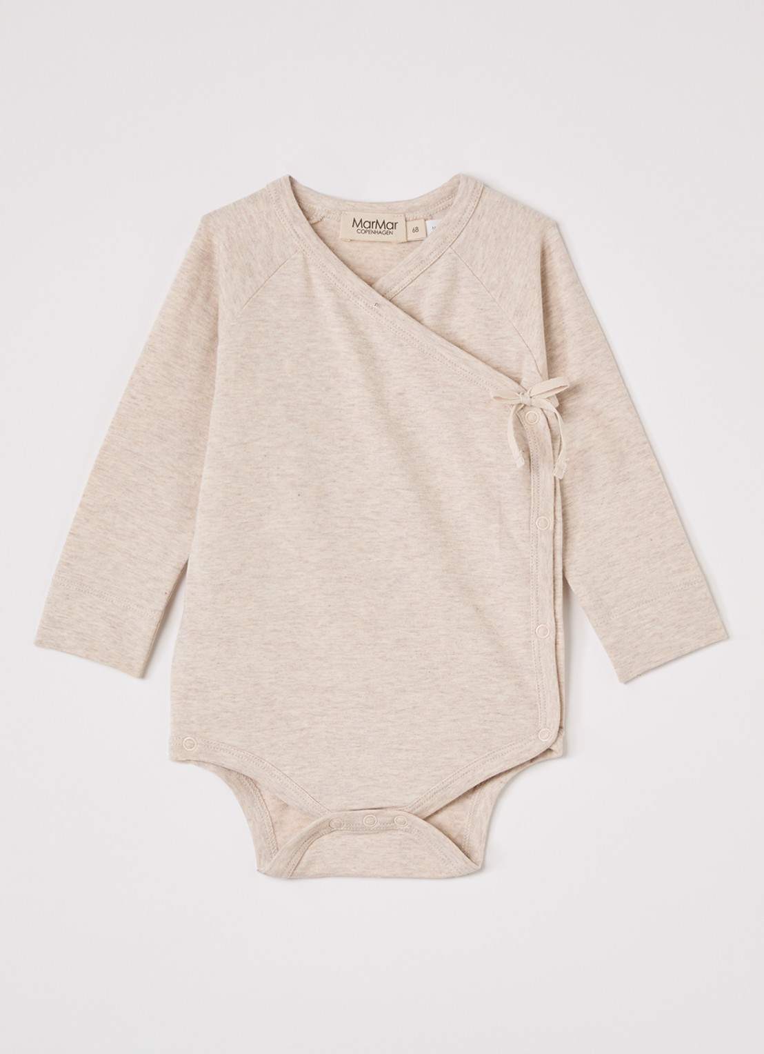 MarMar COPENHAGEN Belita romper met overslag in  katoenblend - voorkant beige