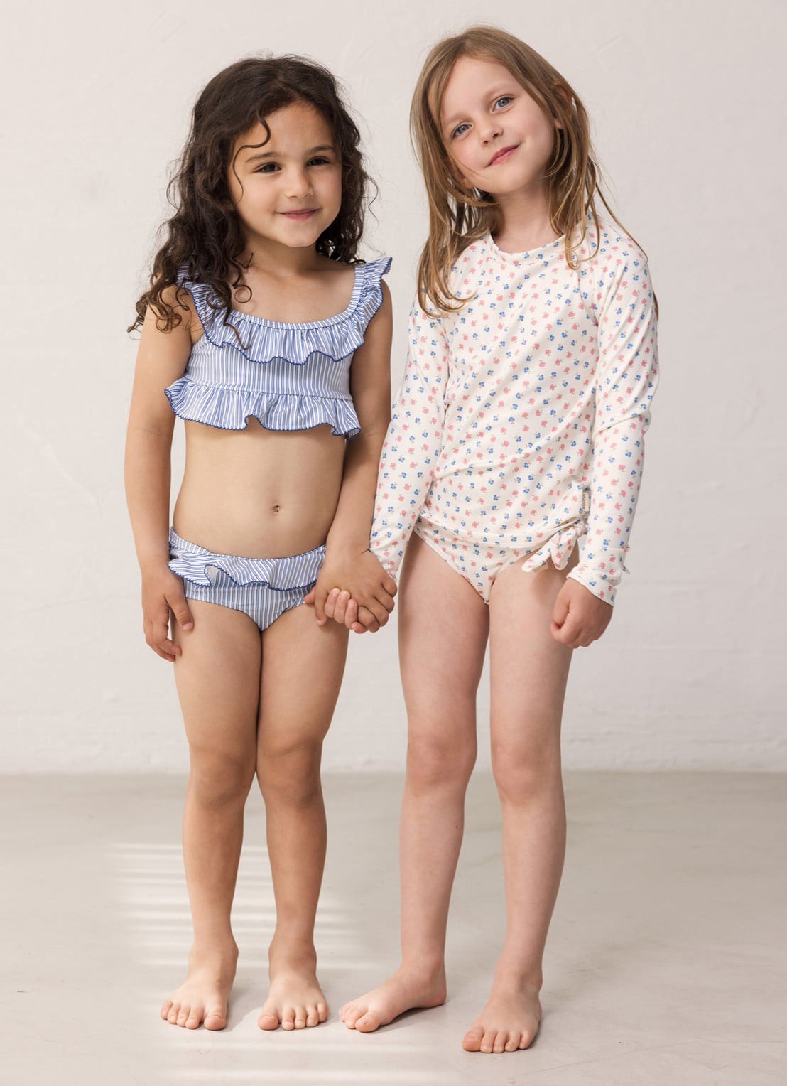 MarMar COPENHAGEN Bikiniset met ruches en streepprint - voorkant 3 blauw