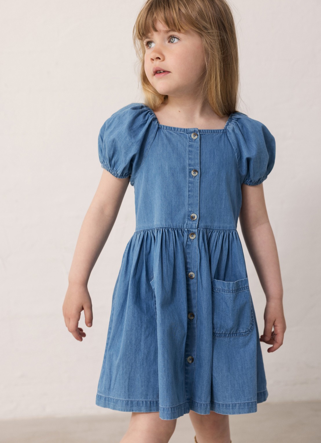 MarMar COPENHAGEN Davery jurk van chambray - voorkant 2 indigo