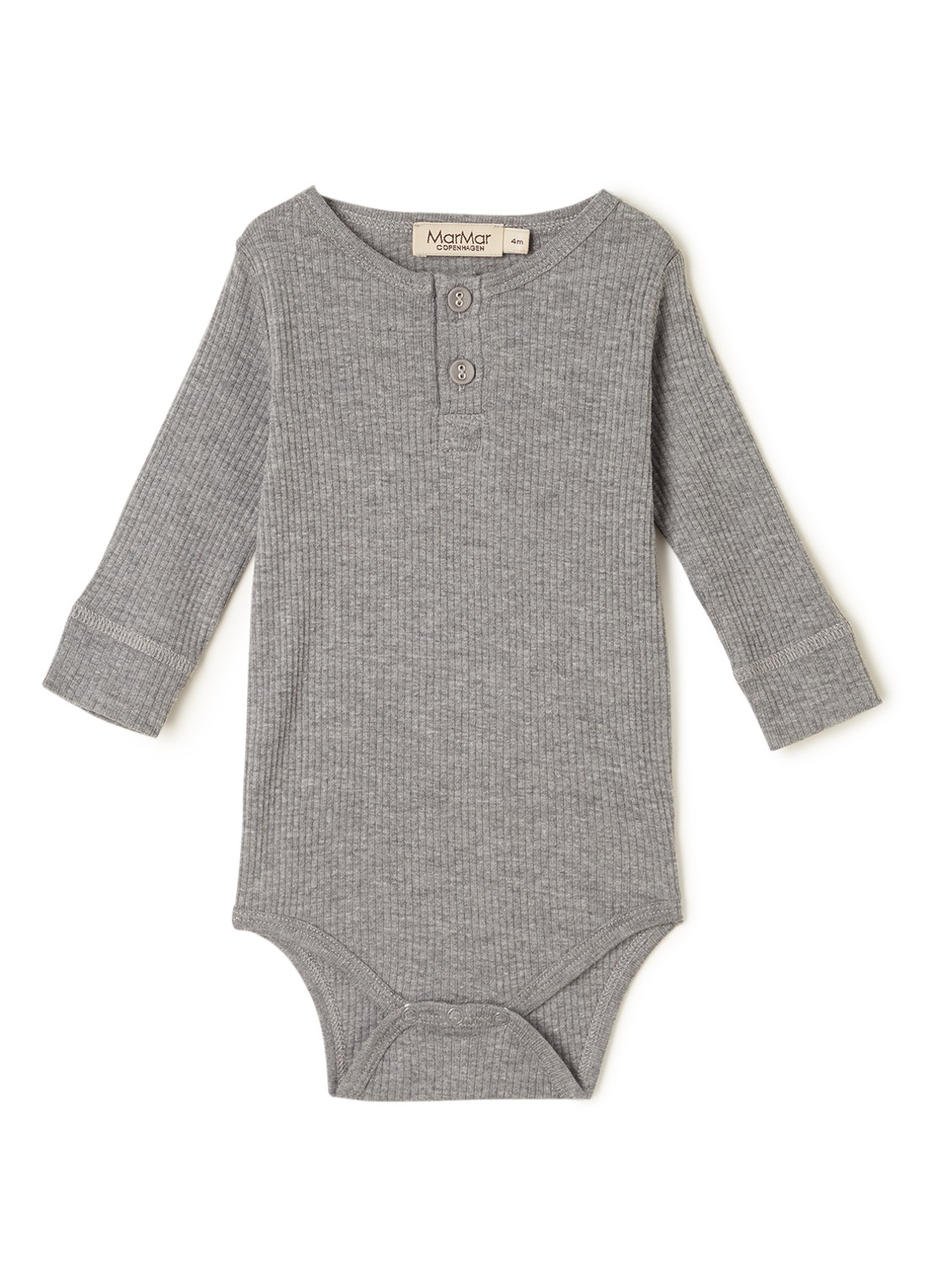MarMar COPENHAGEN Henley romper met ribstructuur - voorkant grijsmele