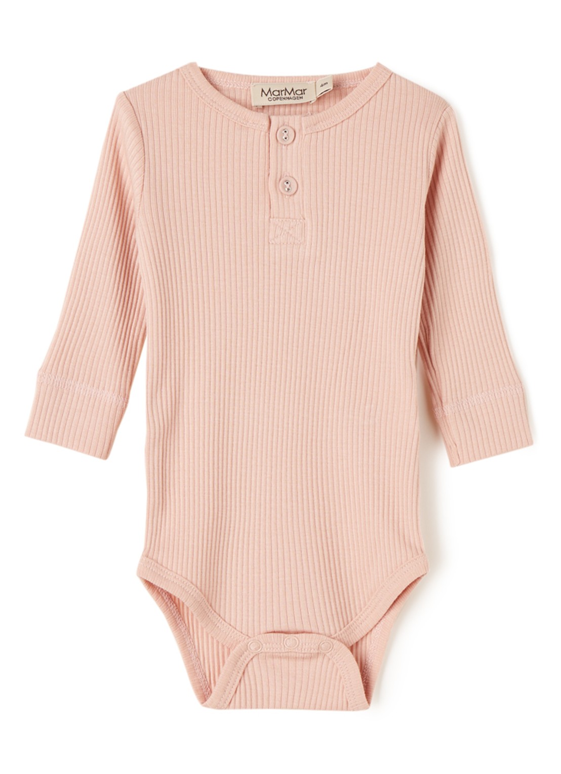MarMar COPENHAGEN Henley romper met ribstructuur - voorkant roze