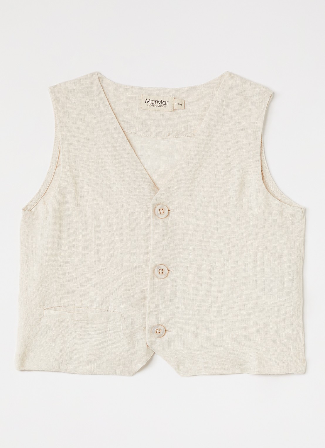 MarMar COPENHAGEN Jalfa gilet van linnen - voorkant 2 beige