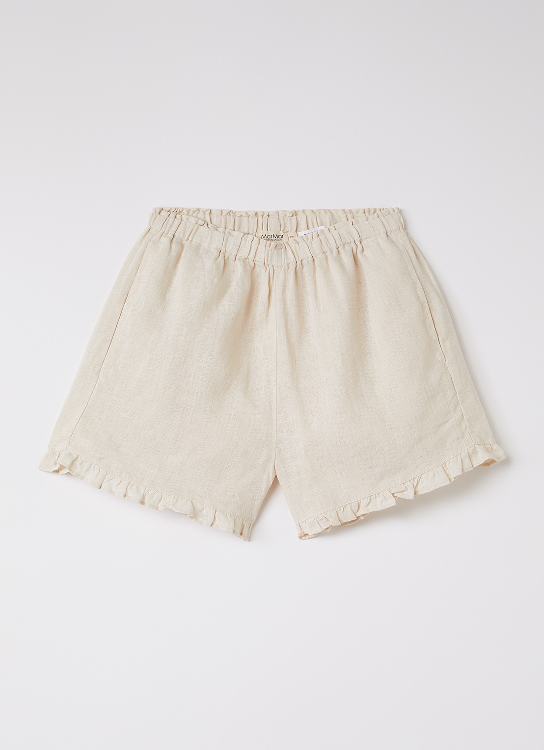 MarMar COPENHAGEN Pala loose fit korte broek van linnen  - voorkant 6 beige