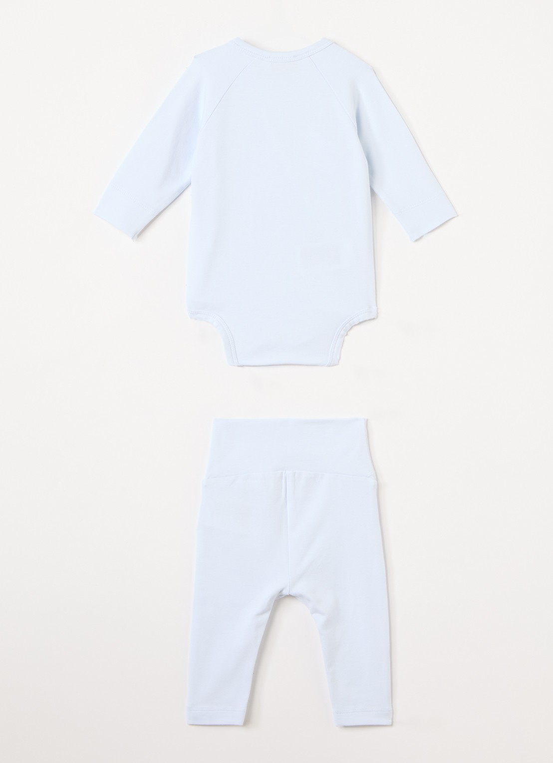 MarMar COPENHAGEN Set van romper met legging in  katoenblend in giftbox 2-delig - voorkant 2 lichtblauw