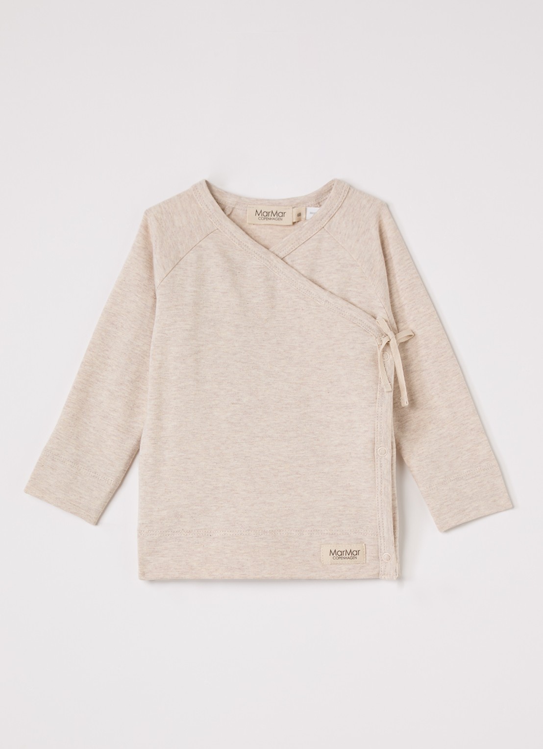 MarMar COPENHAGEN Tut longsleeve met overslag in  katoenblend  - voorkant 2 beige