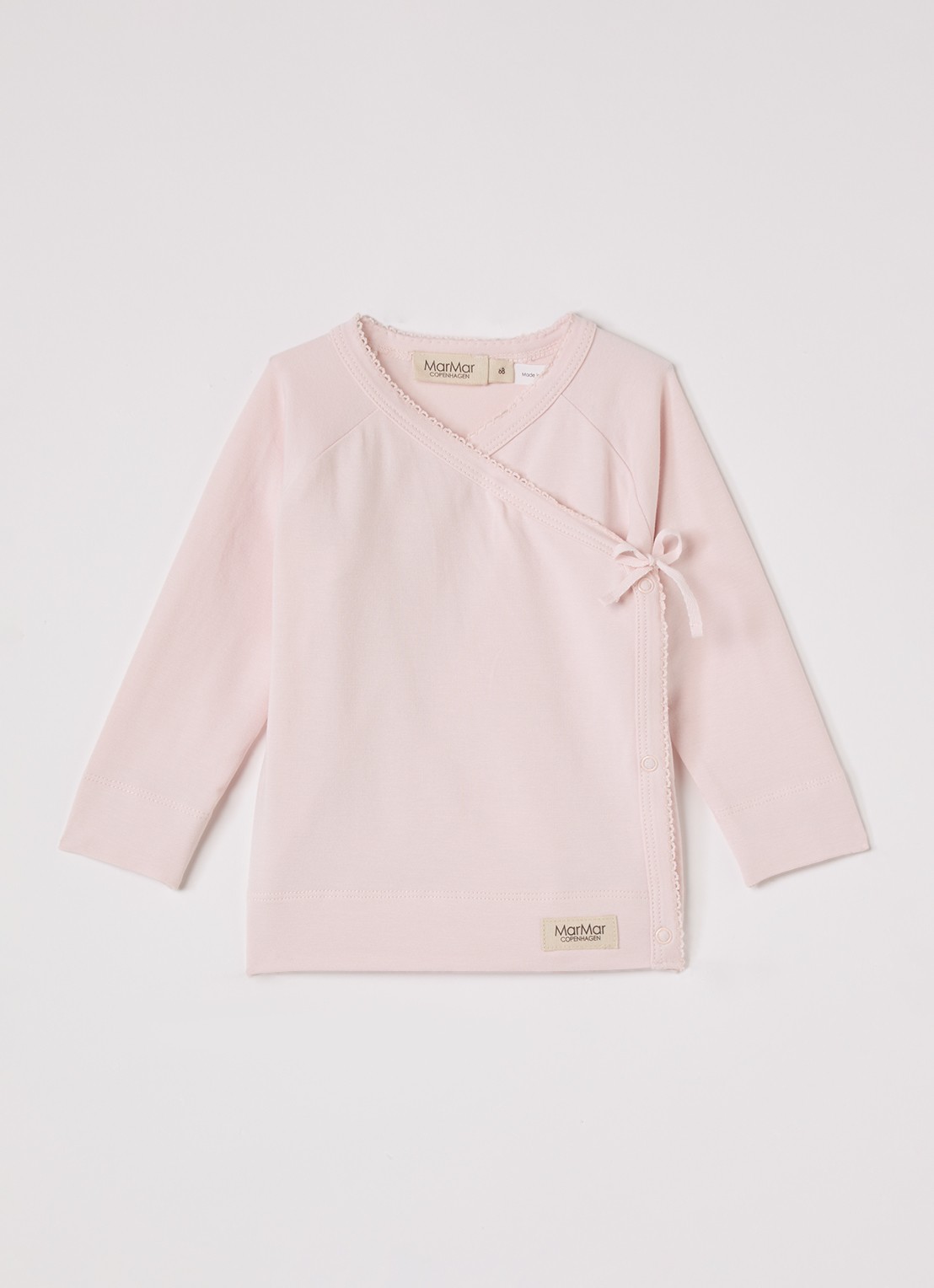 MarMar COPENHAGEN Tut longsleeve met overslag in  katoenblend  - voorkant 2 lichtroze