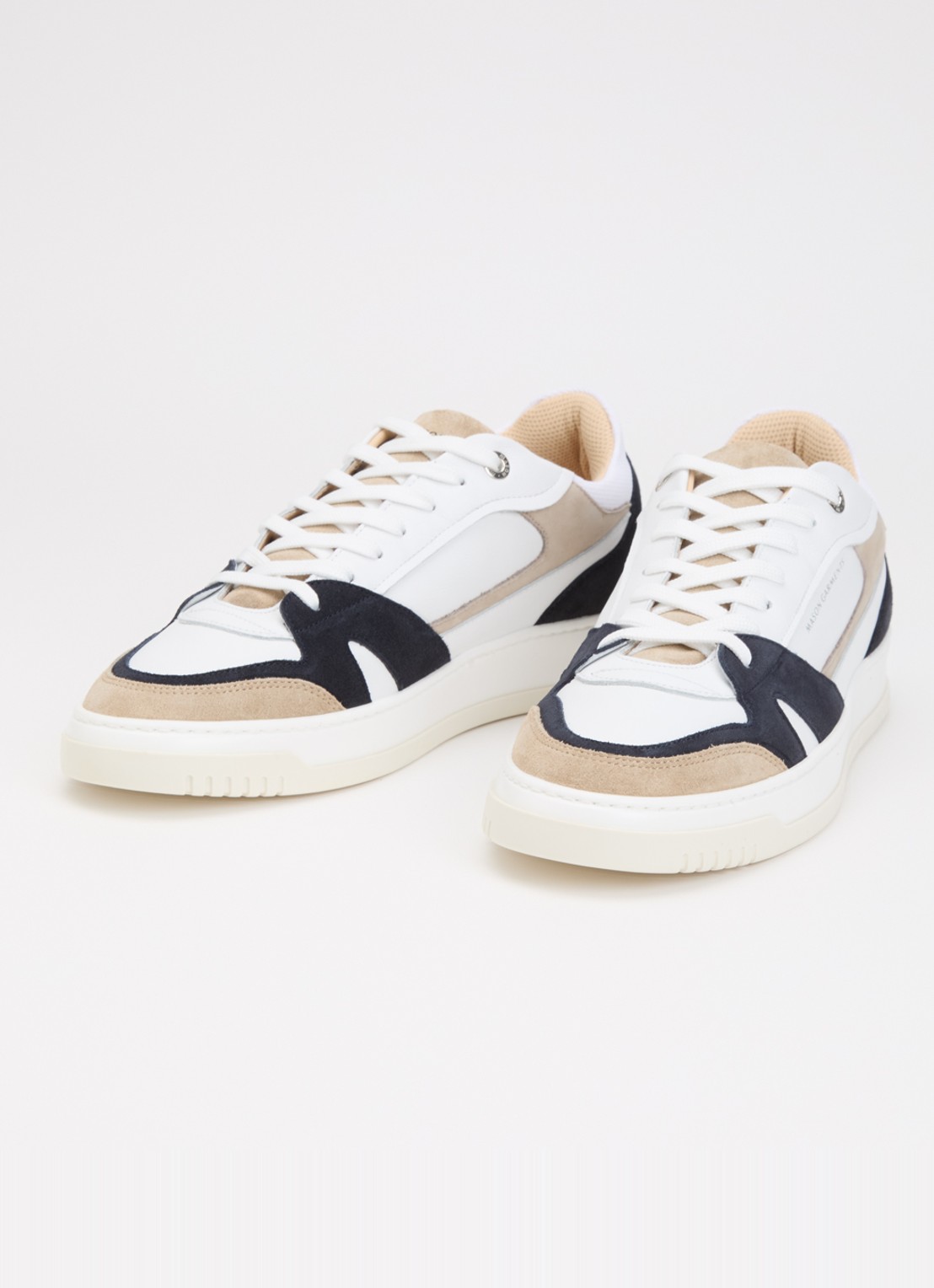 Mason Garments Matera sneaker van leer met details van nubuck en suède - detail beige