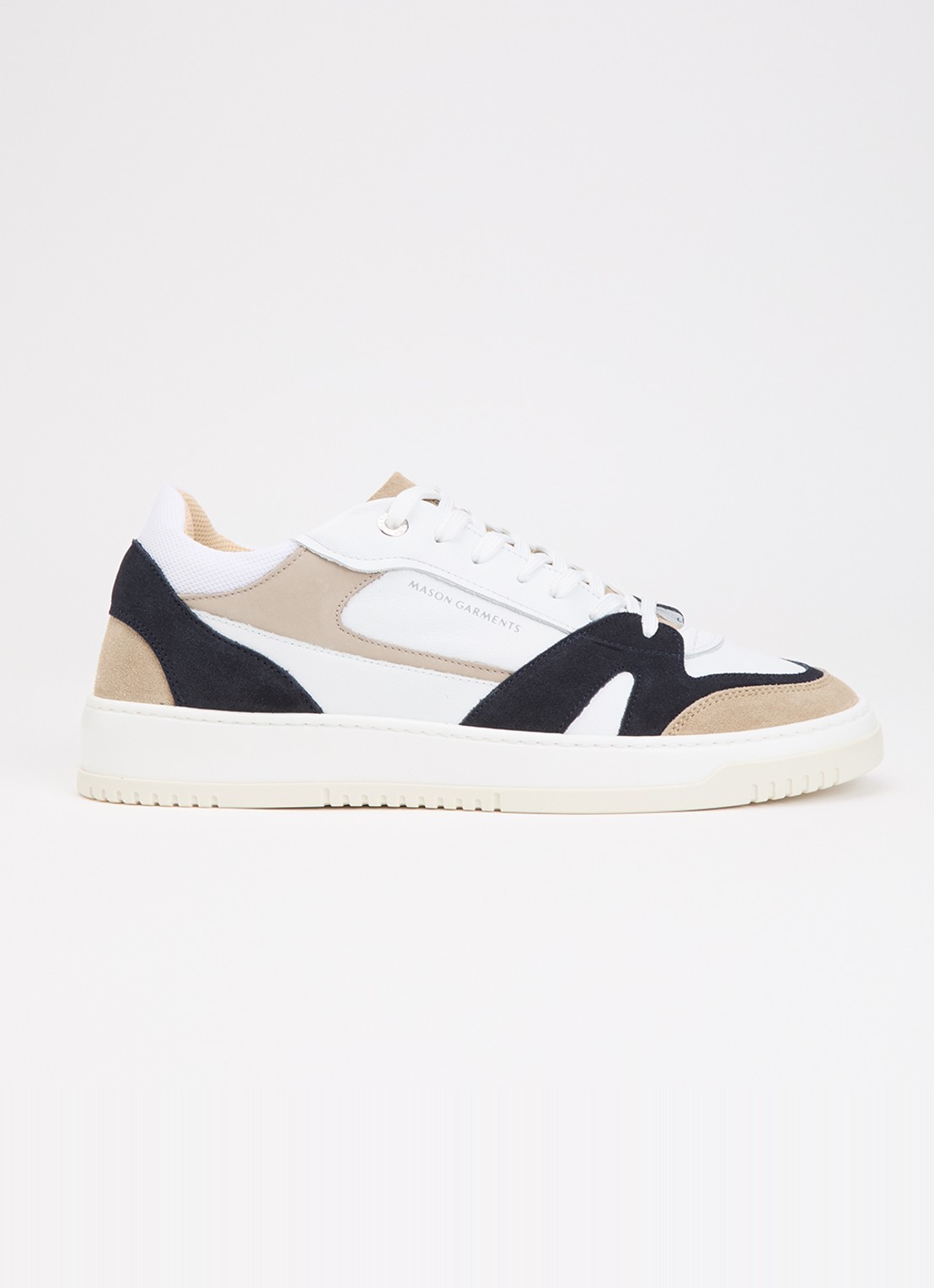 Mason Garments Matera sneaker van leer met details van nubuck en suède - voorkant 5 beige