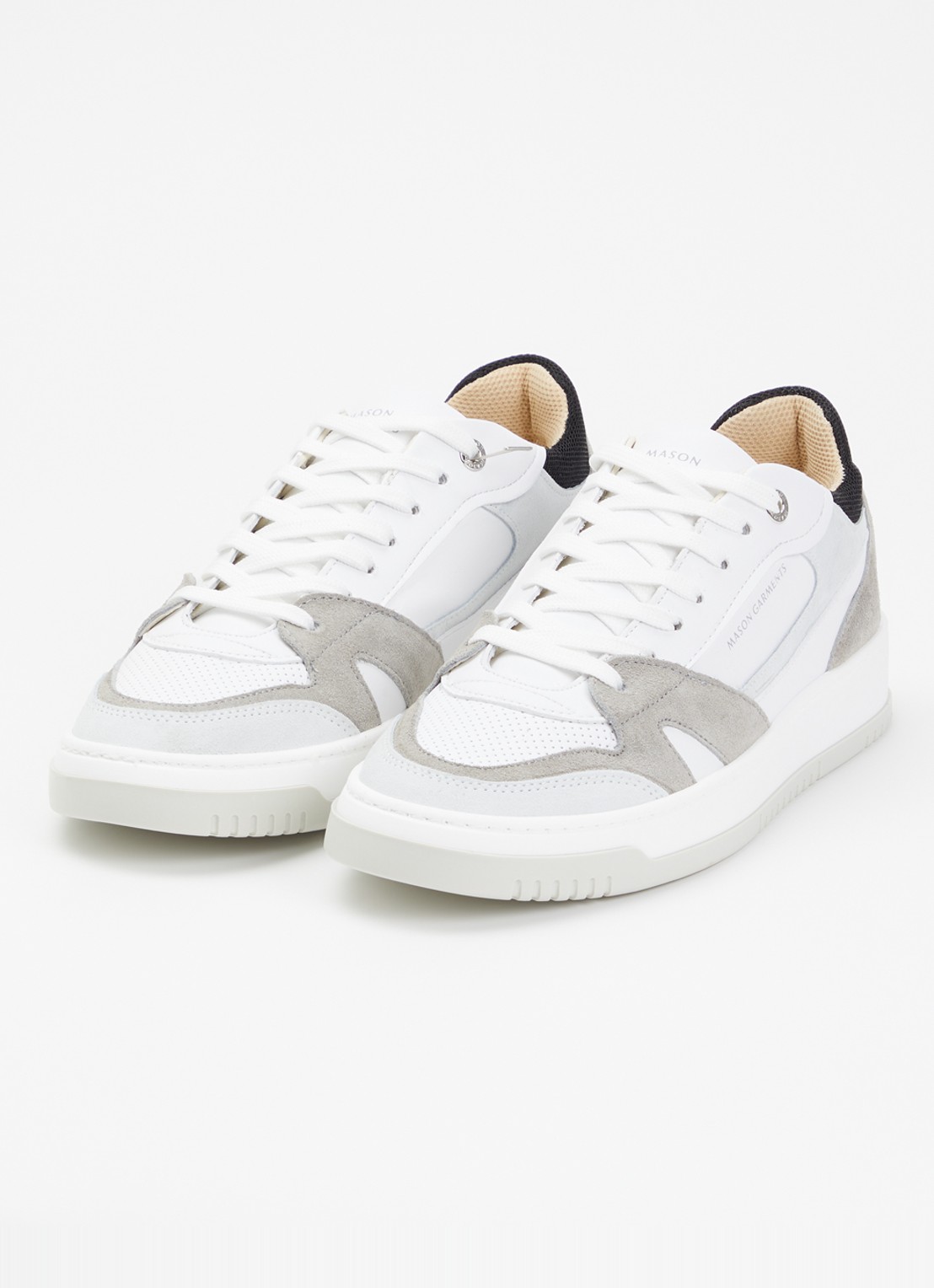 Mason Garments Matera sneaker van leer met suède details - detail wit