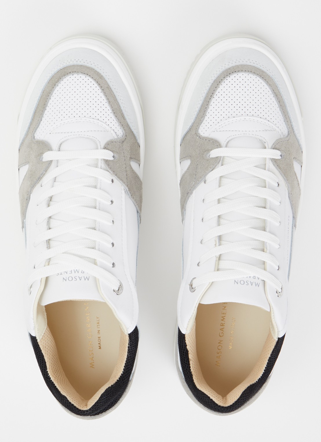 Mason Garments Matera sneaker van leer met suède details - detail 2 wit