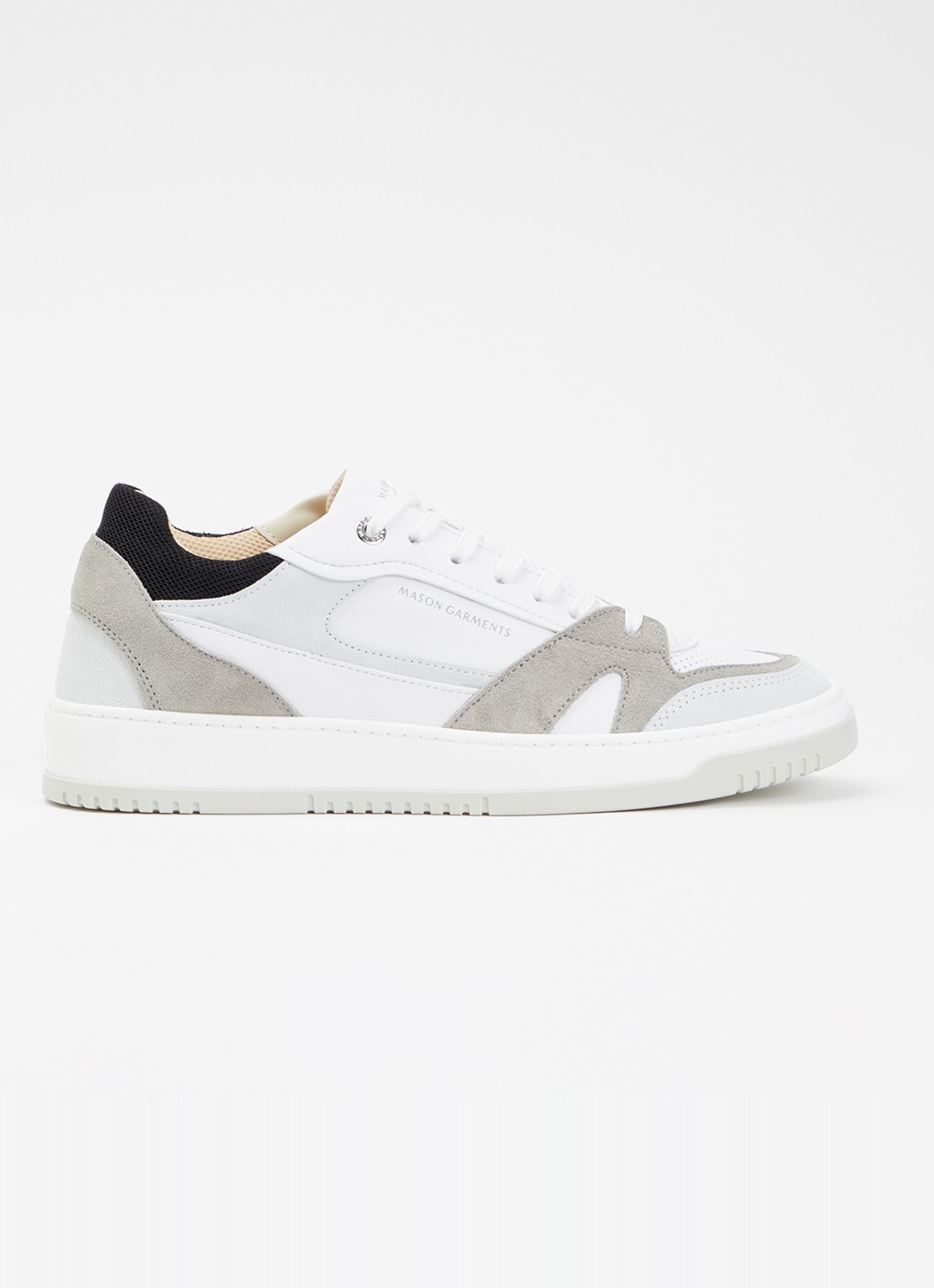 Mason Garments Matera sneaker van leer met suède details - voorkant 5 wit