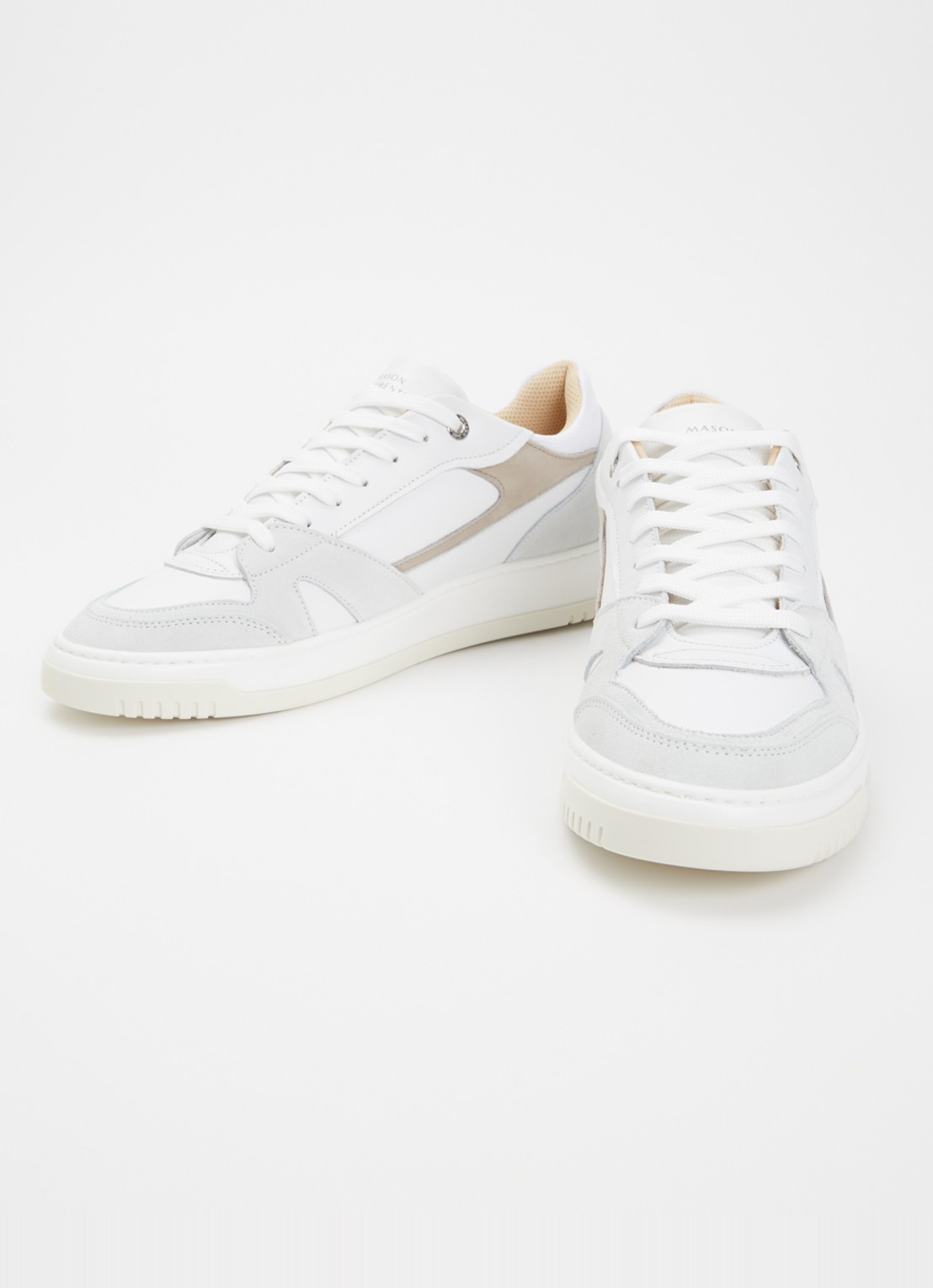 Mason Garments Matera sneaker van nubuck met details van suède - detail gebroken wit