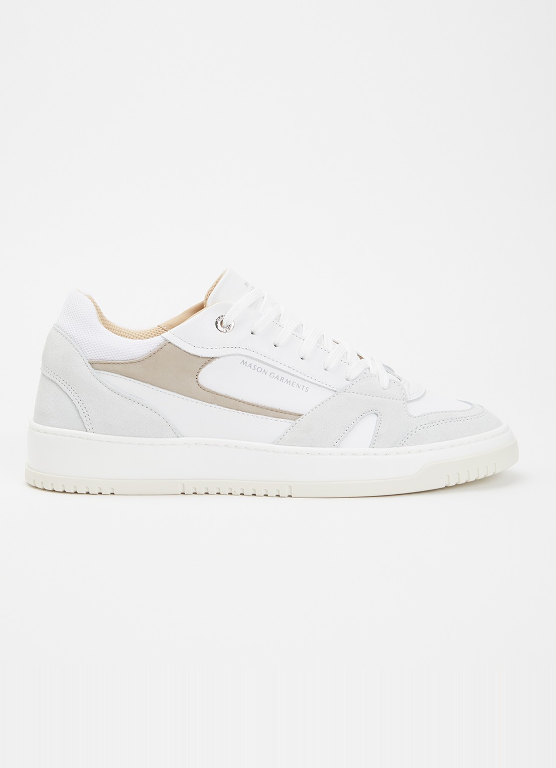 Mason Garments Matera sneaker van nubuck met details van suède - voorkant 5 gebroken wit