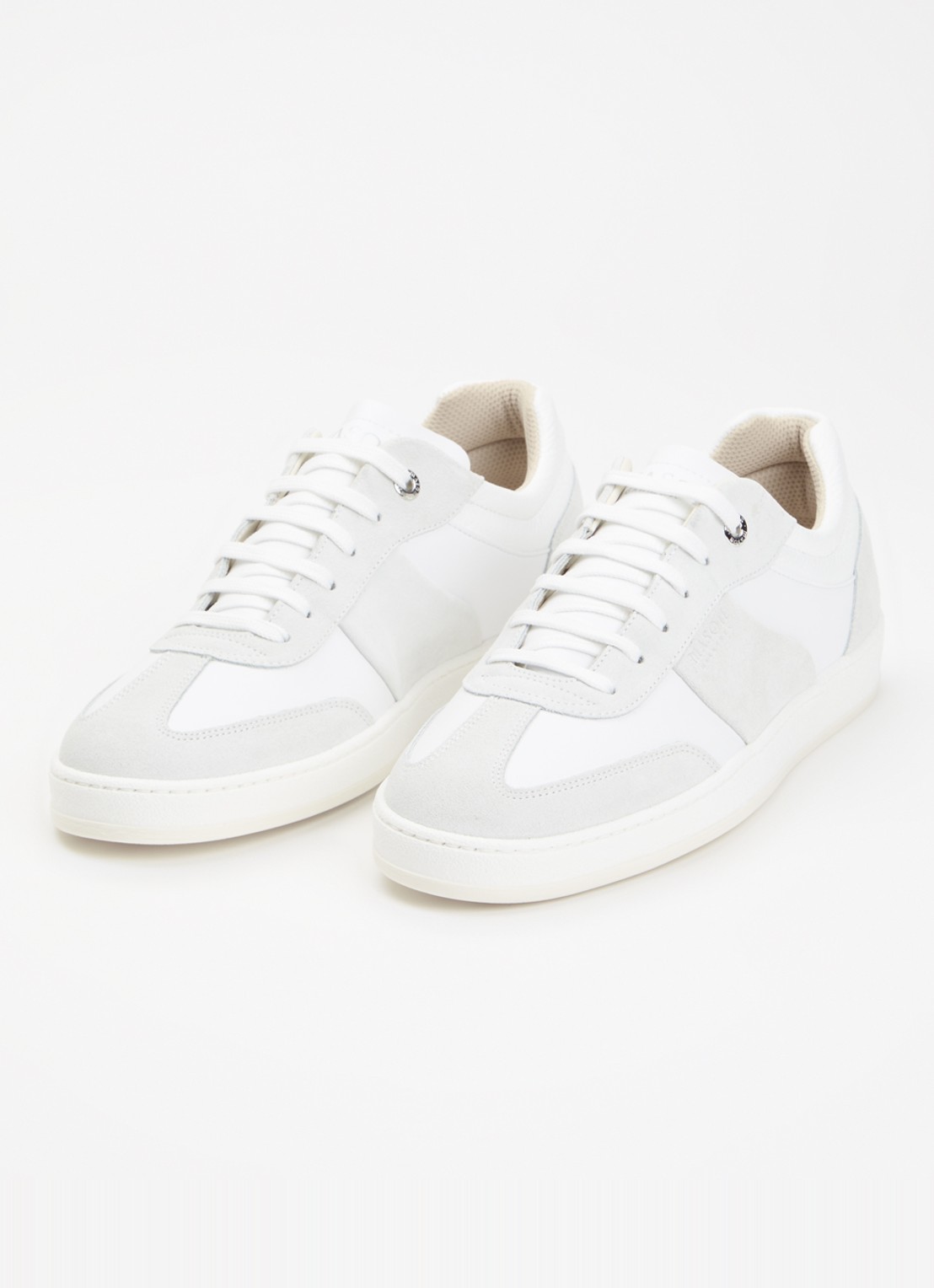 Mason Garments  Napoli Tradizionale sneaker van leer met suède details - detail wit