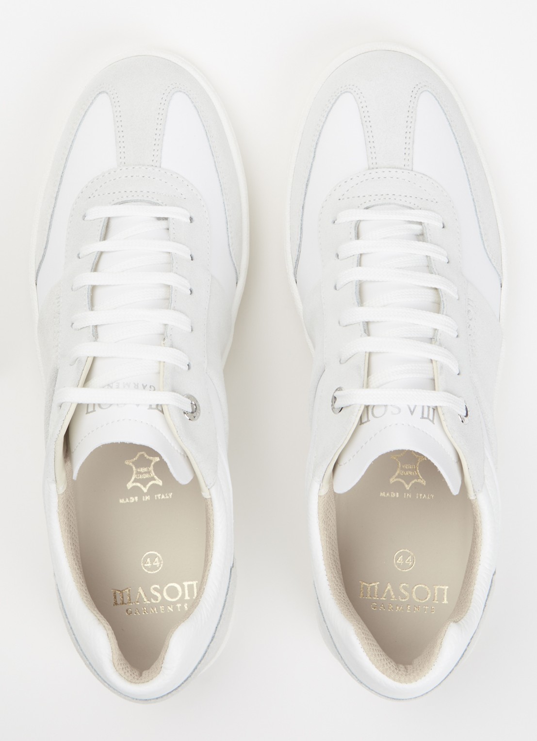 Mason Garments  Napoli Tradizionale sneaker van leer met suède details - detail 2 wit