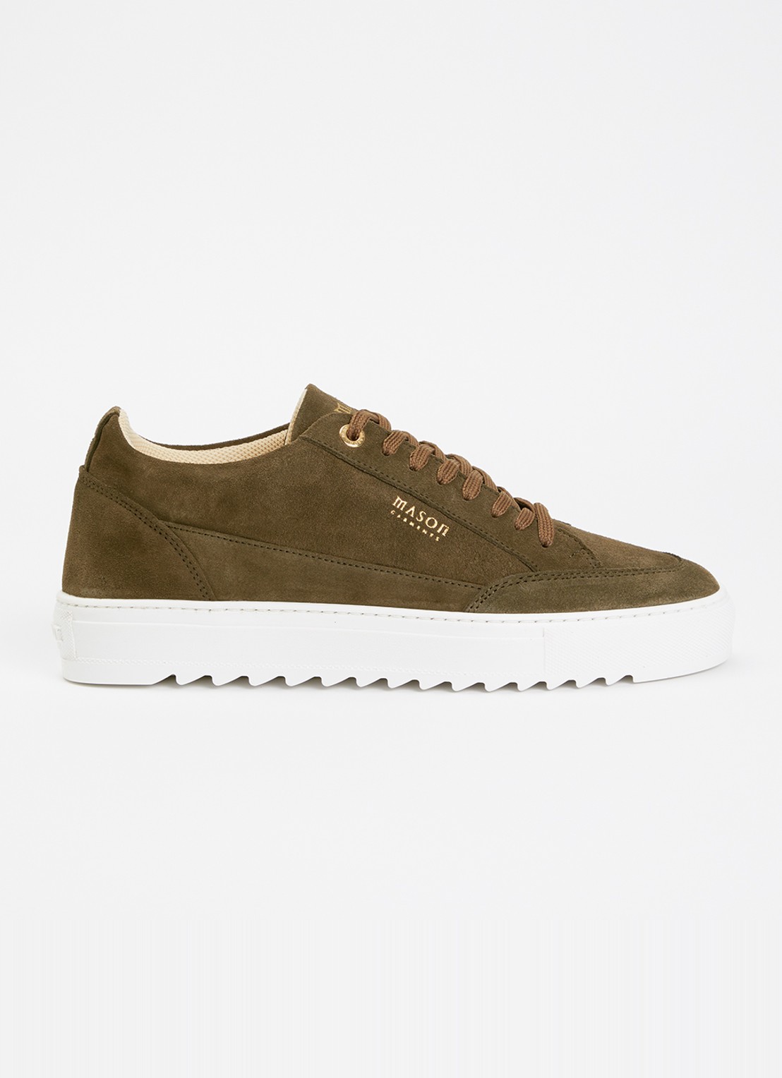 Mason Garments Tia Corporativo sneaker van suède - voorkant bronsgroen