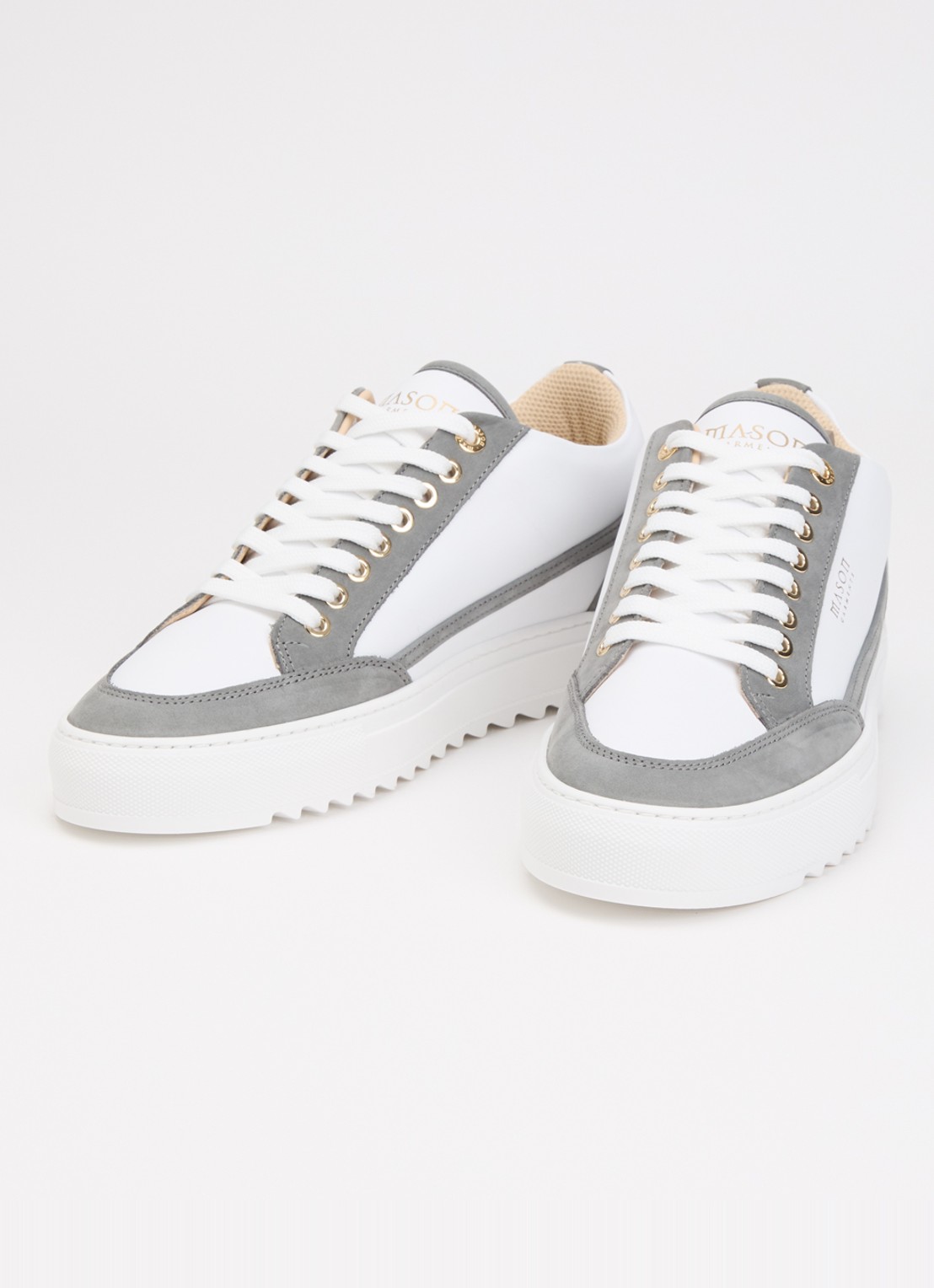 Mason Garments Tia Giovanile sneaker van leer met details van nubuck - detail donkergrijs