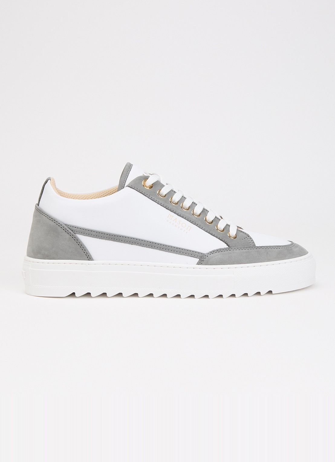 Mason Garments Tia Giovanile sneaker van leer met details van nubuck - voorkant 5 donkergrijs