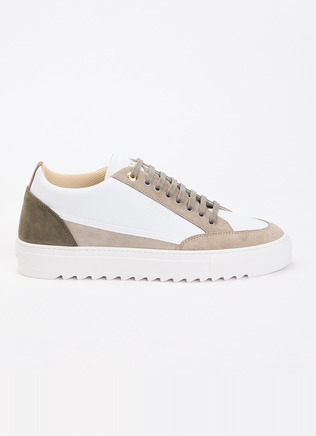 Mason Garments Tia Ludico sneaker van leer met suède details - voorkant 5 beige