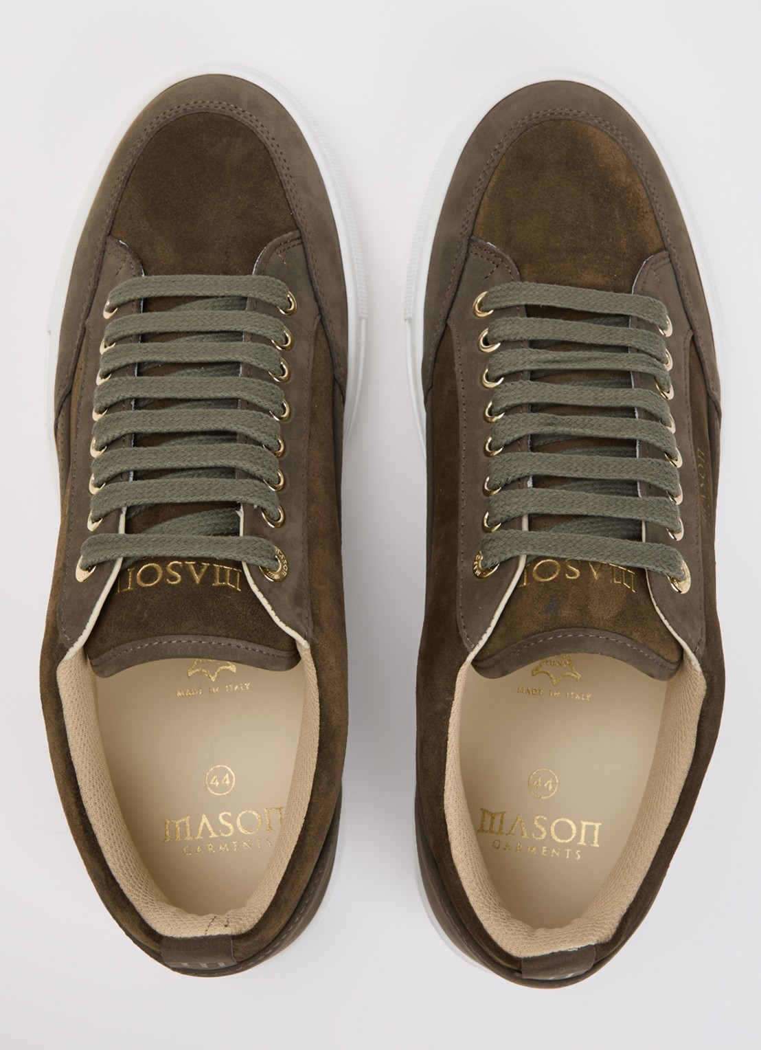 Mason Garments Tia Miscuglio sneaker van suède met details van nubuck - detail 3 bronsgroen