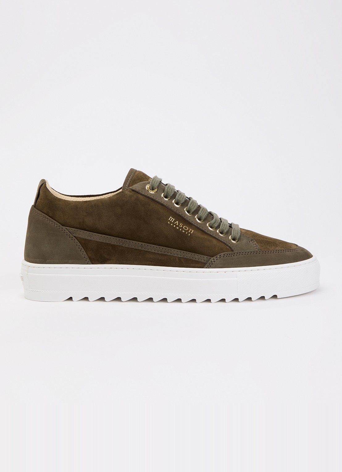 Mason Garments Tia Miscuglio sneaker van suède met details van nubuck - voorkant 5 bronsgroen