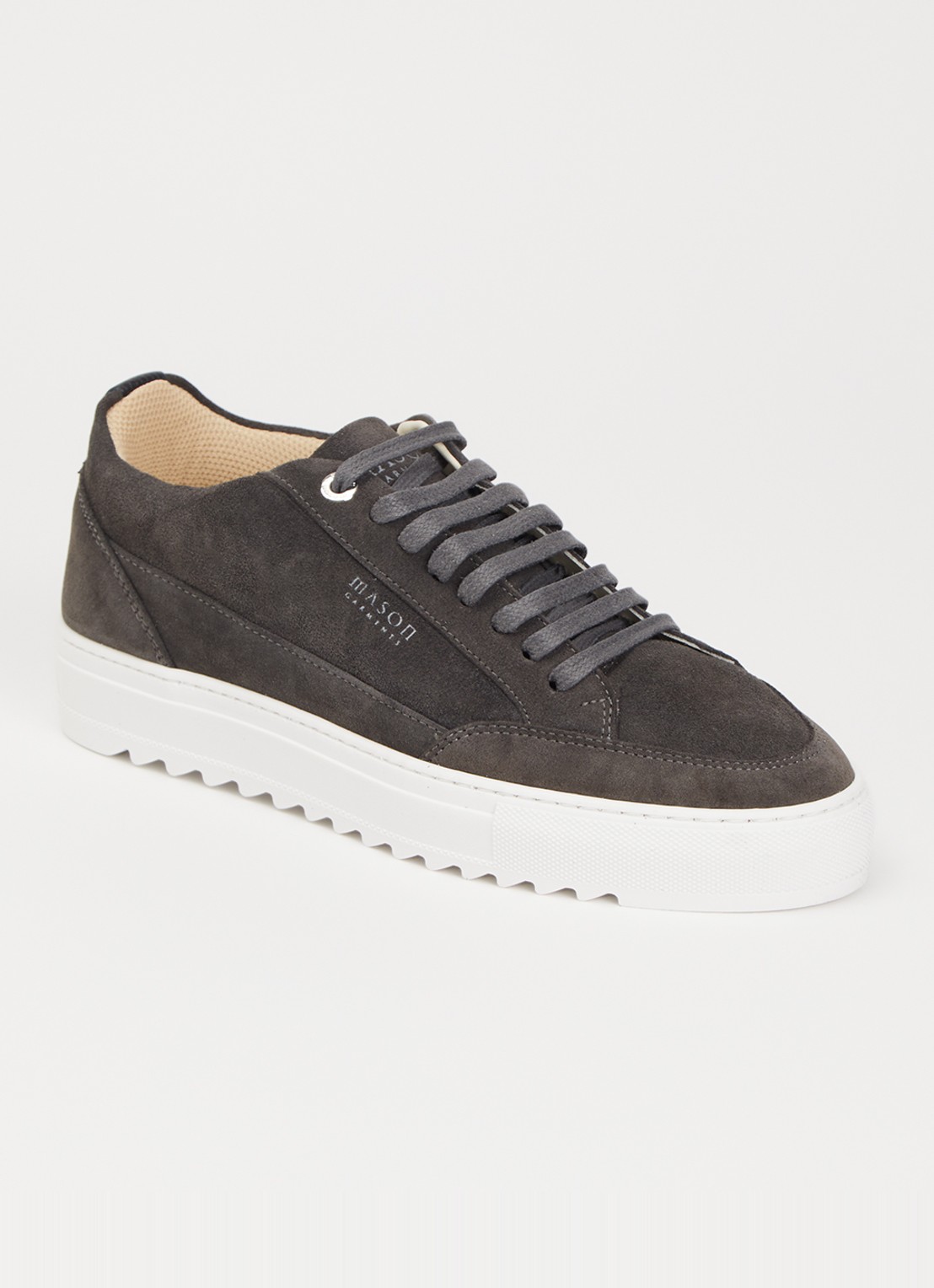 Mason Garments Tia Nativo sneaker van suède - voorkant 5 donkergrijs